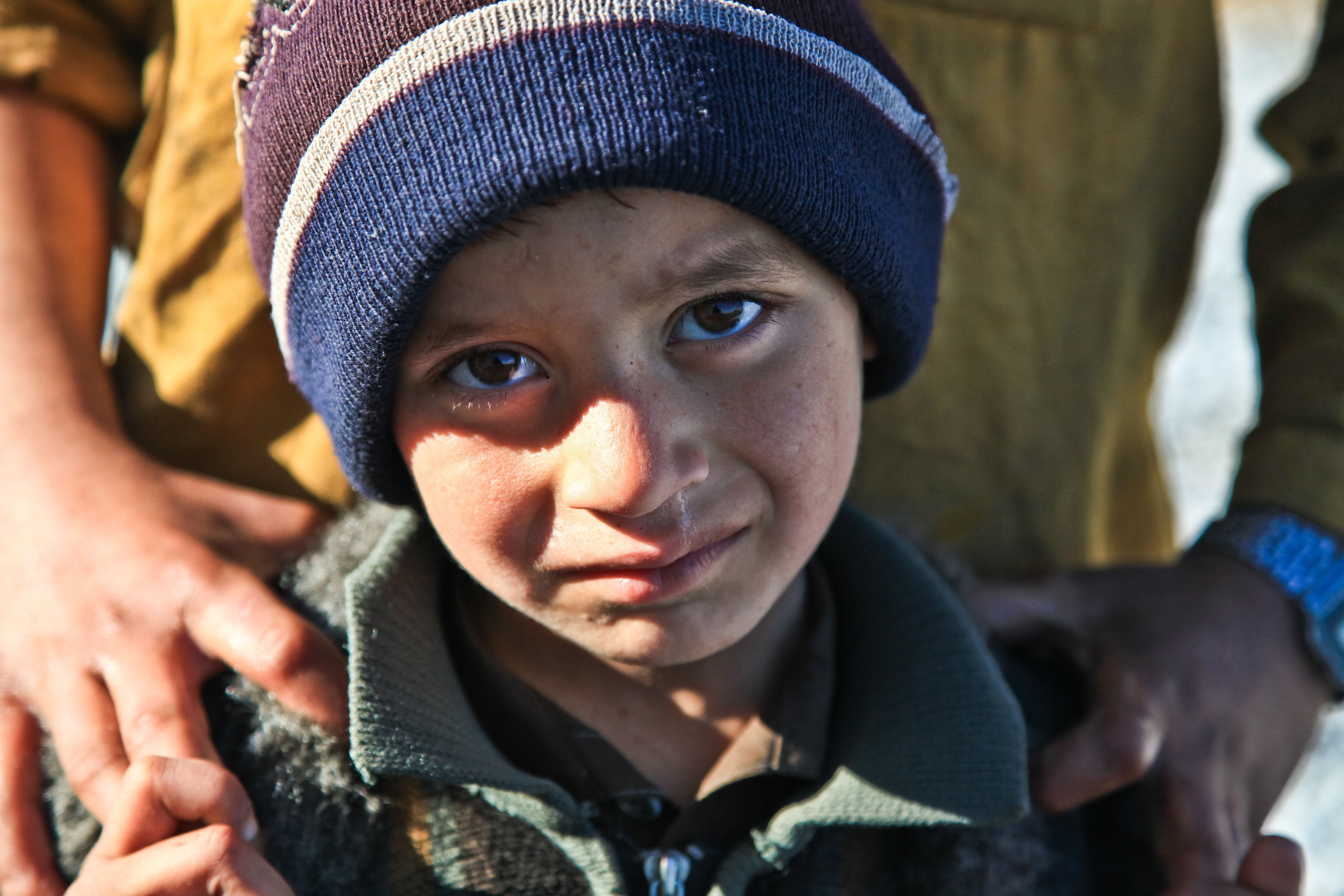 hat, close-up, boys, warm clothing, person, knit hat, afghani, innocence, headshot, one person, emotion, clothing, 5K, human face, sad, offspring, front view, HD Wallpaper