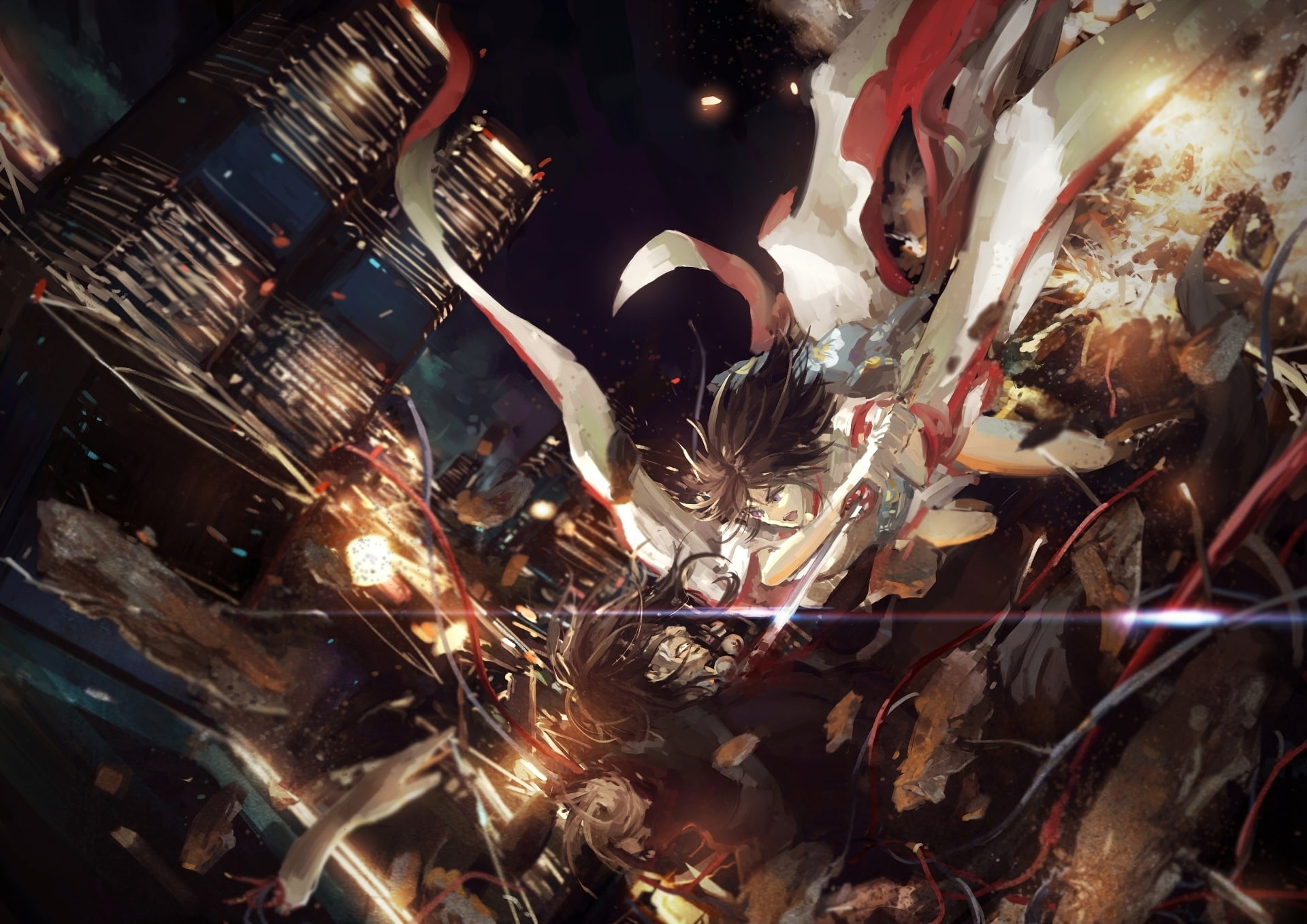 indoors, 1080P, Anime, battle, heat - temperature, food, animal, high angle view, abundance, illuminated, katana, close-up, metal, business, food and drink, HD Wallpaper