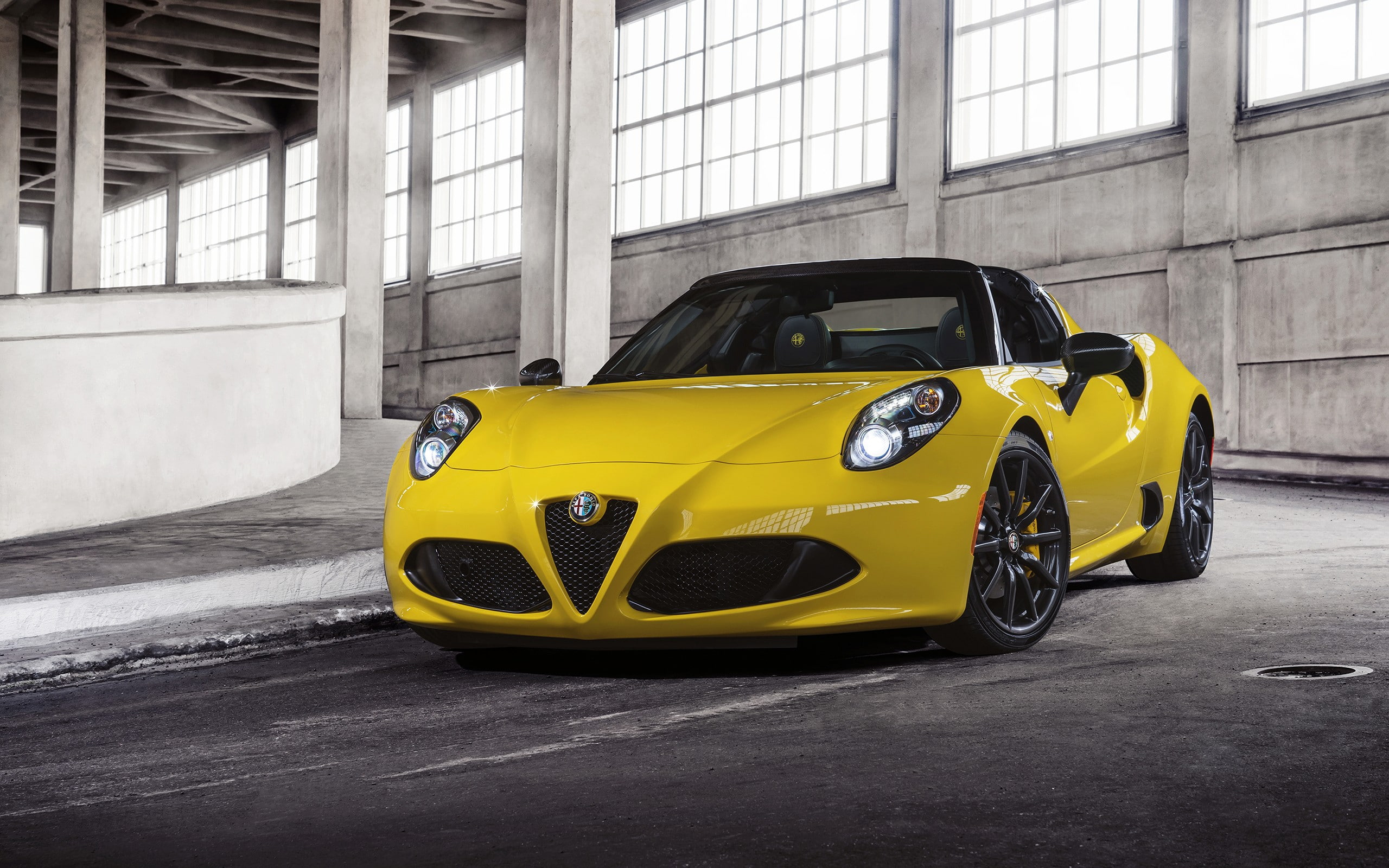 c, spider, car, romeo, alfa romeo 4c spider, yellow, 2K, alfa, HD Wallpaper