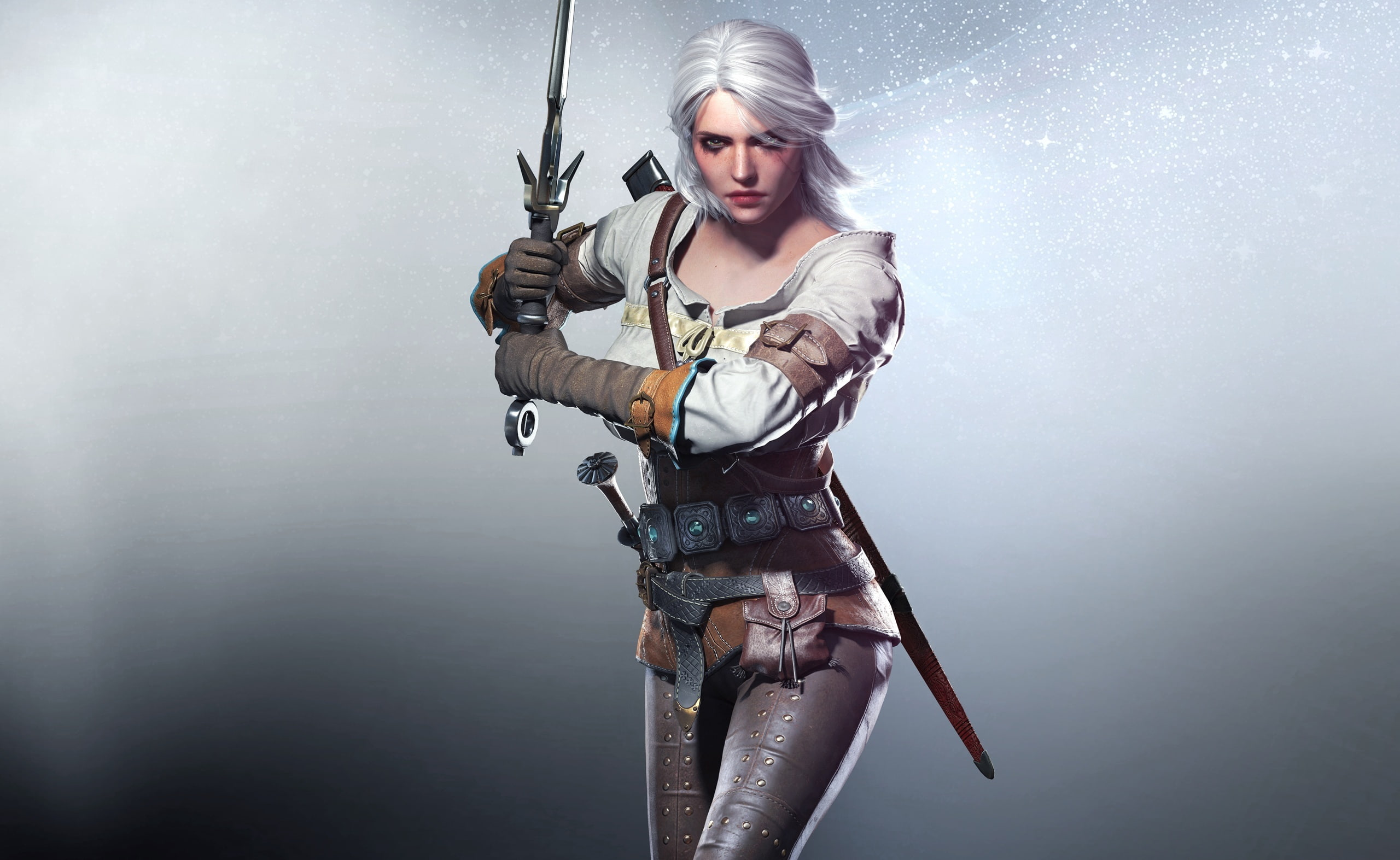one person, wild, Wild Hunt, government, studio shot, Ciri, weapon, hairstyle, hair, 2015, females, young adult, adult, The Witcher, women, game, witcher, HD Wallpaper