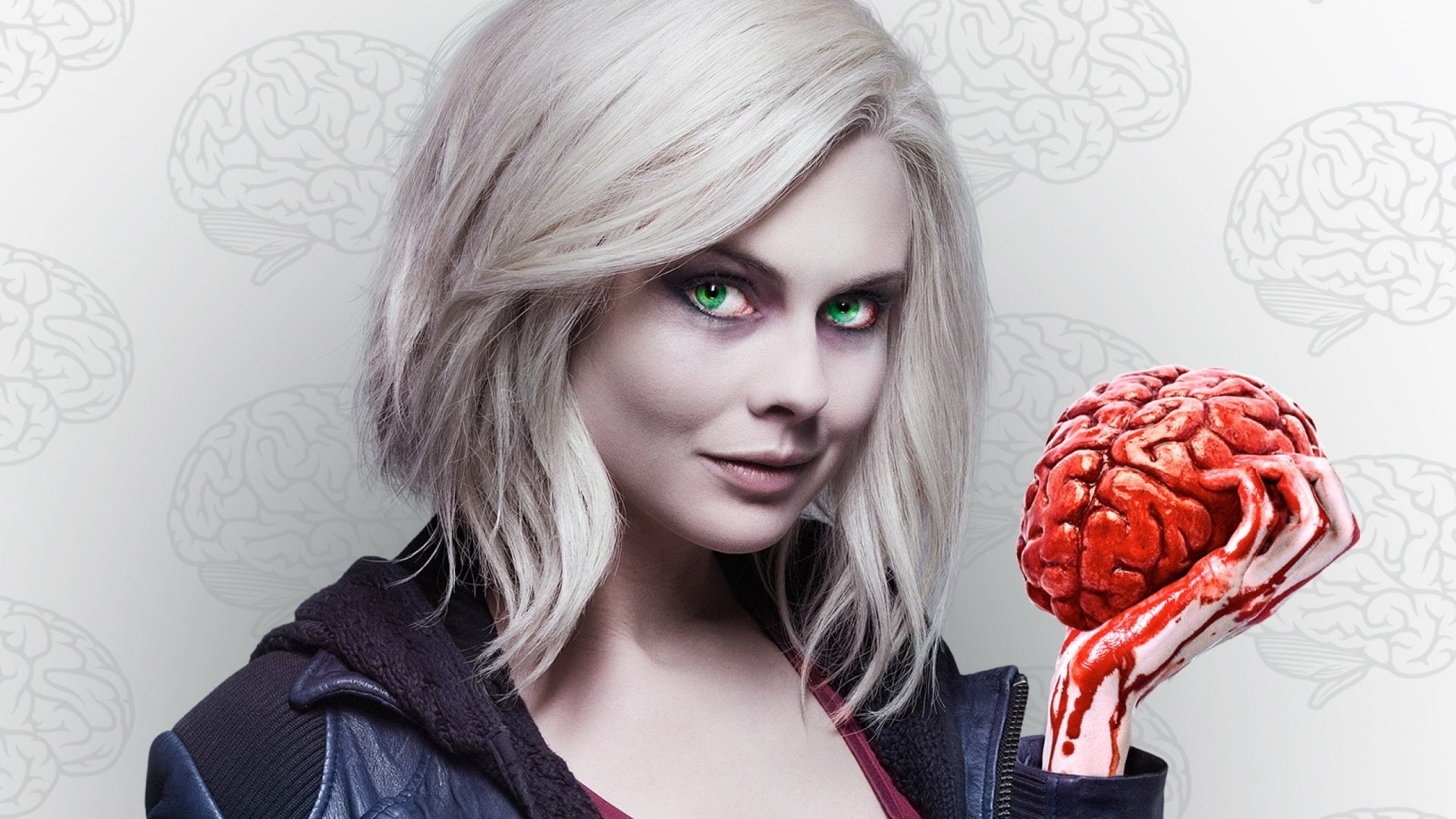 Actress, 1080P, Liv Moore, Zombie, TV Show, White Hair, Green Eyes, Rose McIver, Brain, iZombie, HD Wallpaper