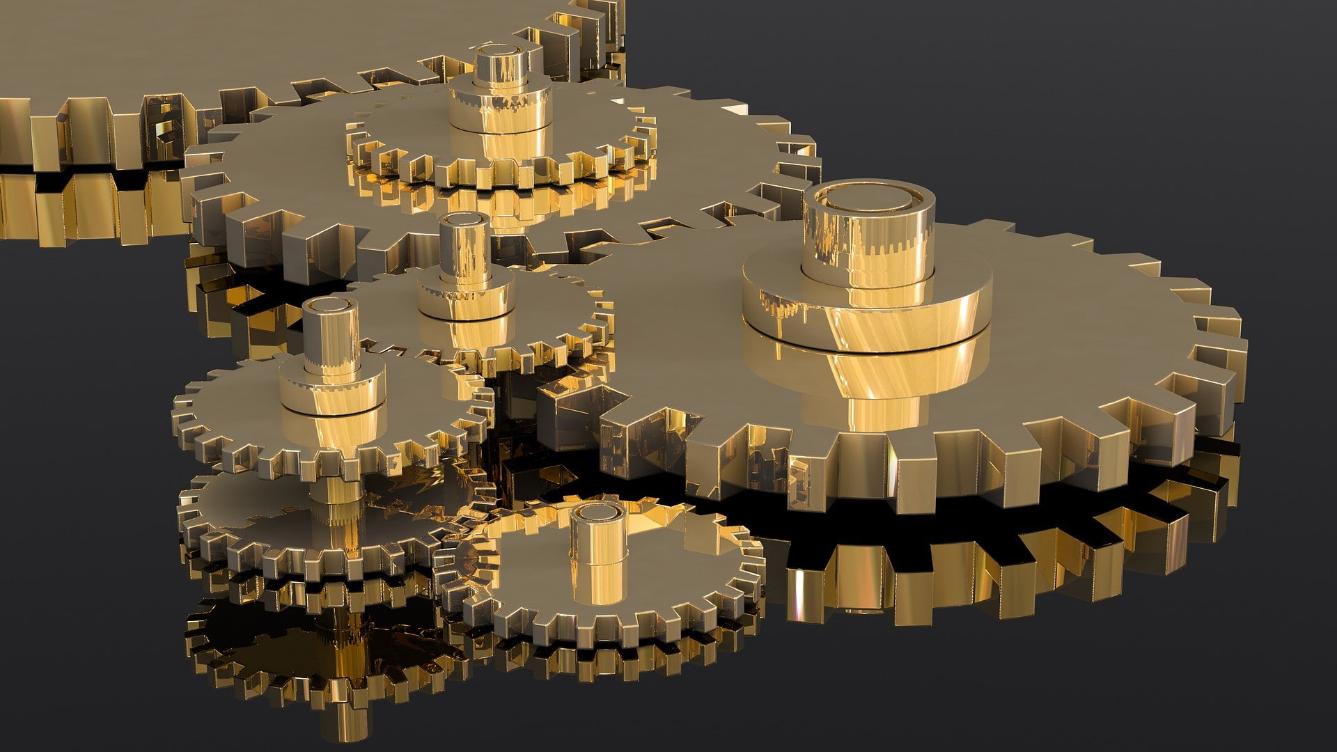 metal, reflection, gears, 1080P, gear, gearbox, HD Wallpaper