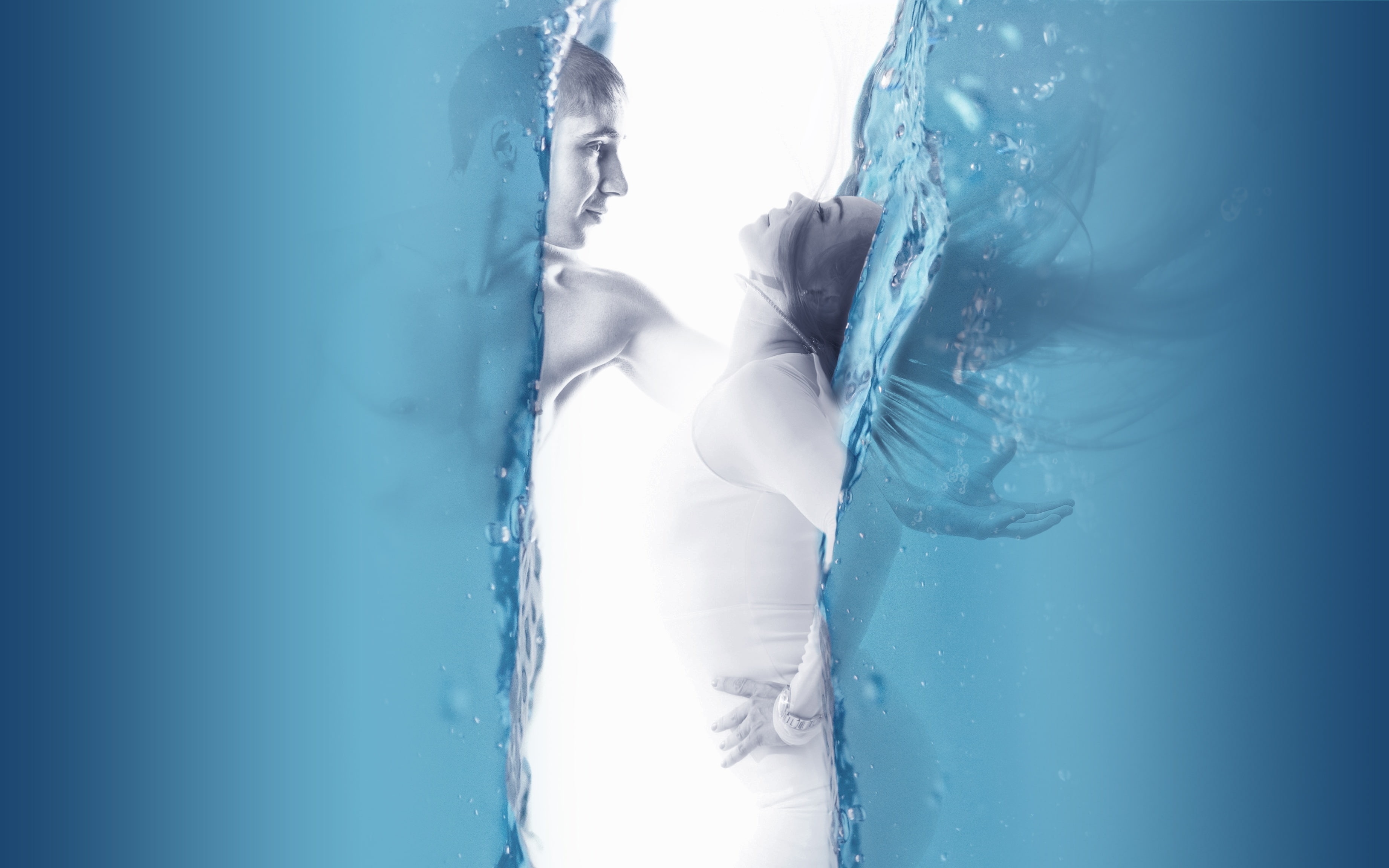 Couple, interpretative, 2K, Woman, Pair, Romance, dance, Man, 4K, body, water, HD Wallpaper