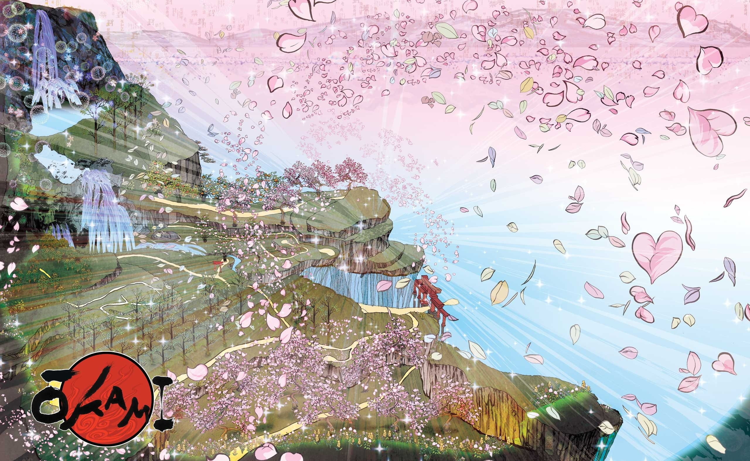 plant, pink color, outdoors, architecture, nature, Other Games, art, day, multiple exposure, city, waterfall, no people, digital composite, tree, Games, HD Wallpaper