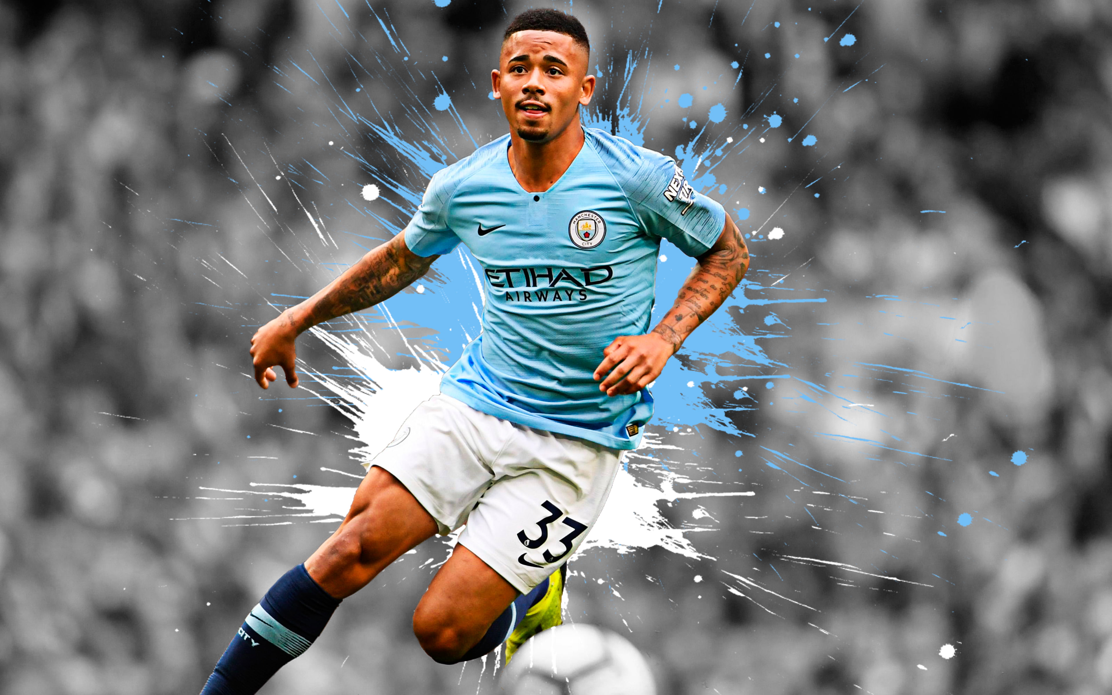 Soccer, 4K, Manchester City F.C., Gabriel Jesus, Brazilian, HD Wallpaper