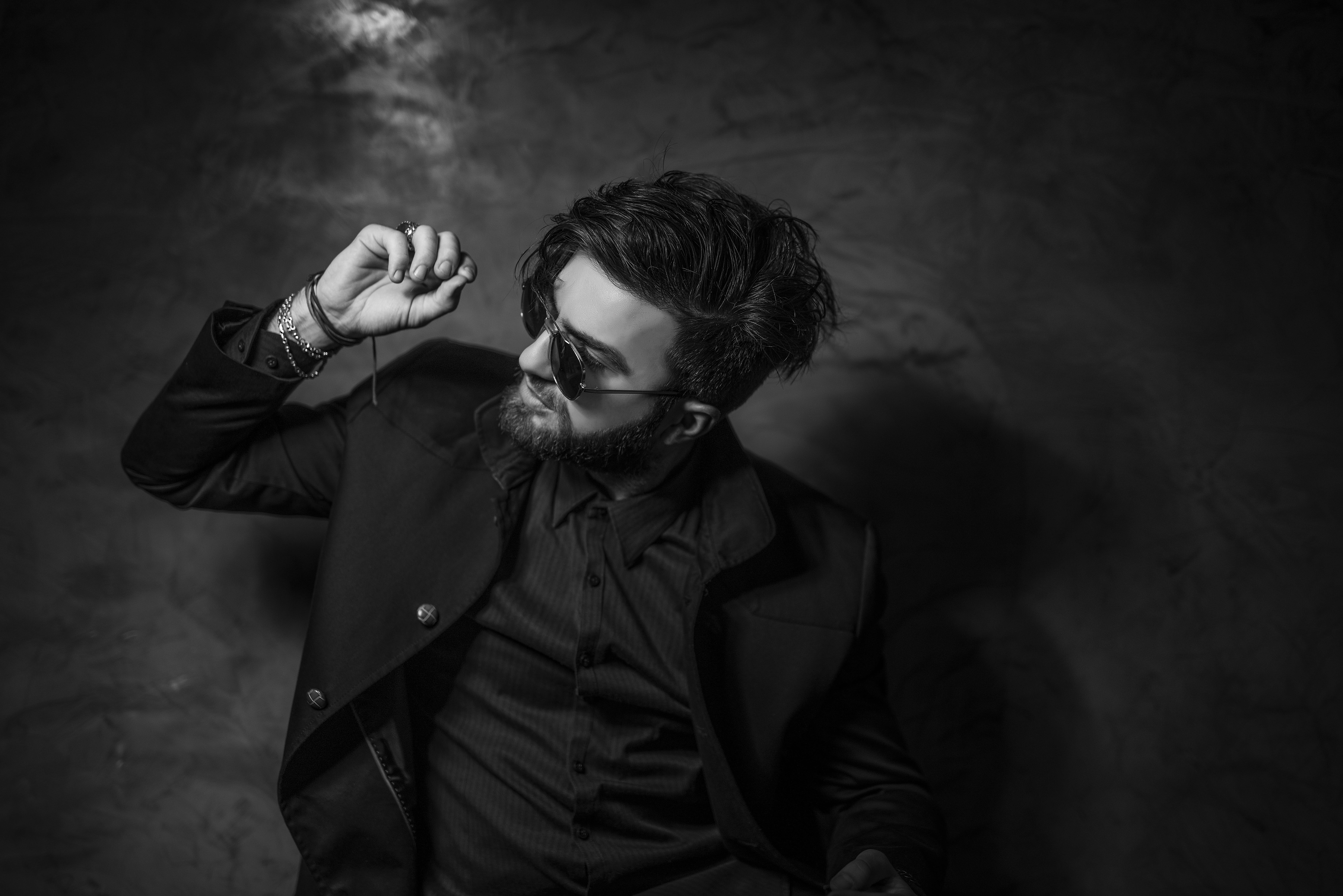 lifestyles, fashion, eyewear, model, profile, clothing, casual clothing, facial expression, leather jacket, young adult, standing, formal, leisure activity, HD Wallpaper