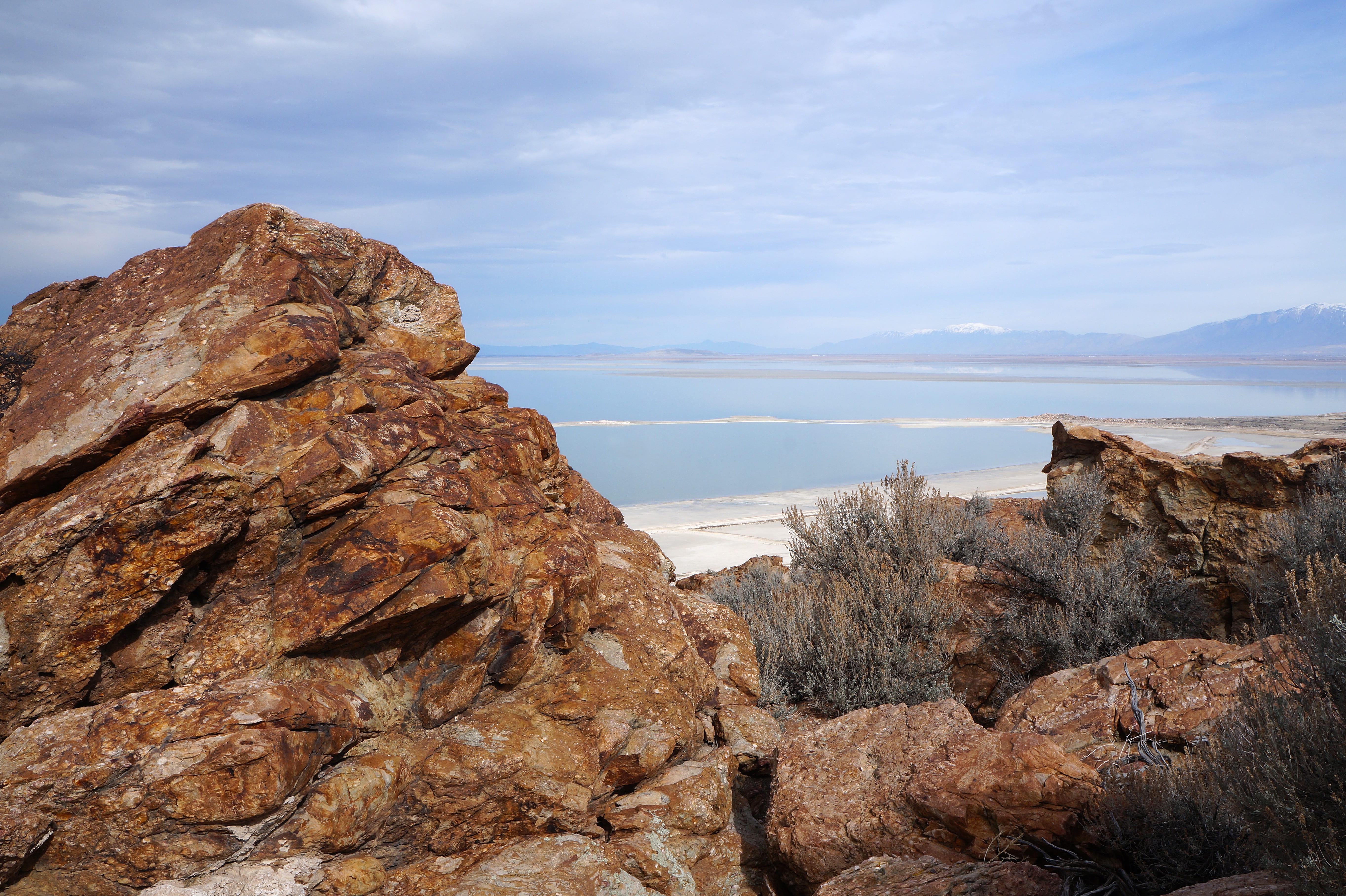 Great Salt Lake, land, arid climate, environment, cloud - sky, scenics - nature, mountain range, formation, rock formation, antelope island, beauty in nature, HD Wallpaper