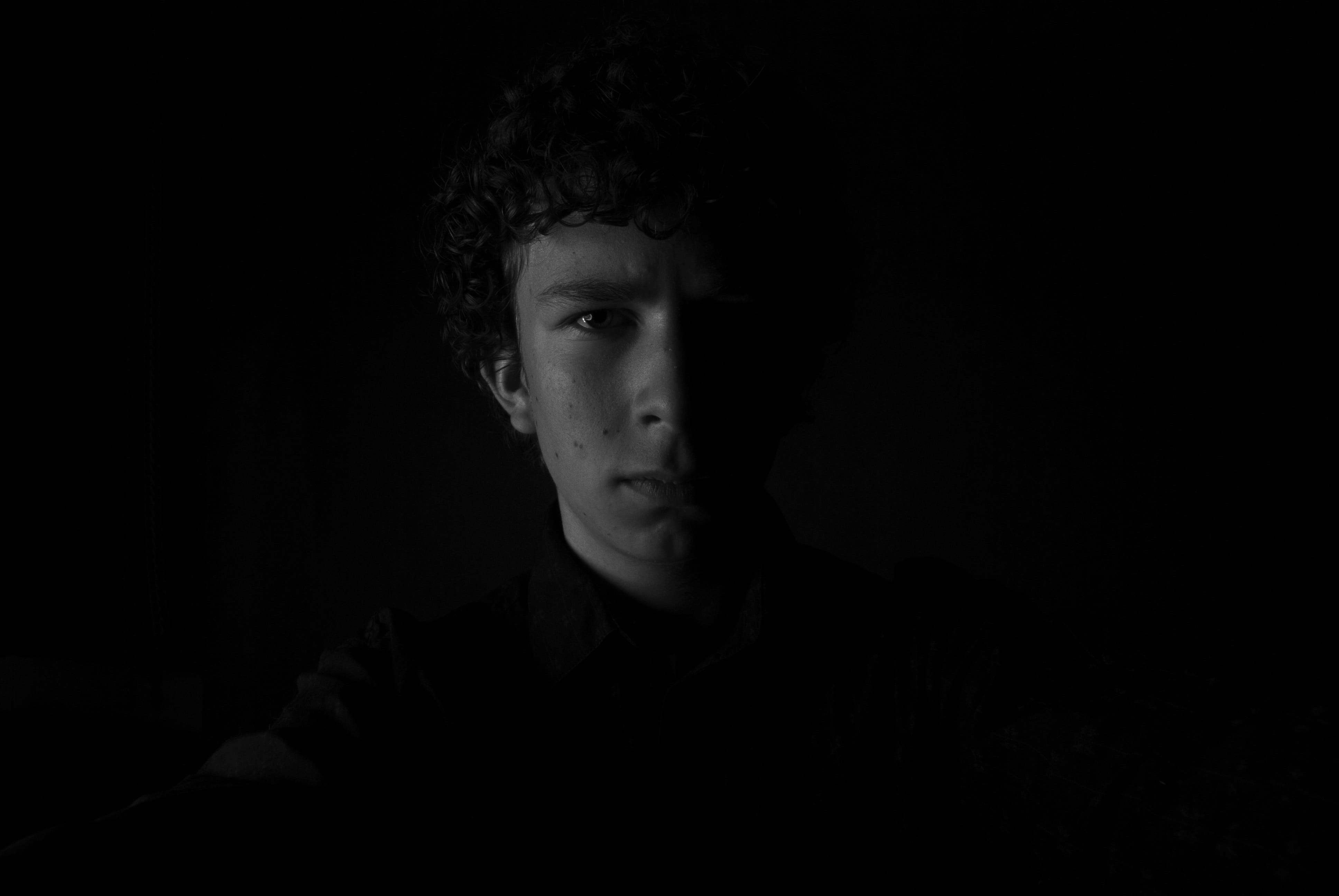 human face, black Background, teenager, hairstyle, men, one, Monochrome, young adult, young men, adults only, people, close-up, white, headshot, one Person, HD Wallpaper
