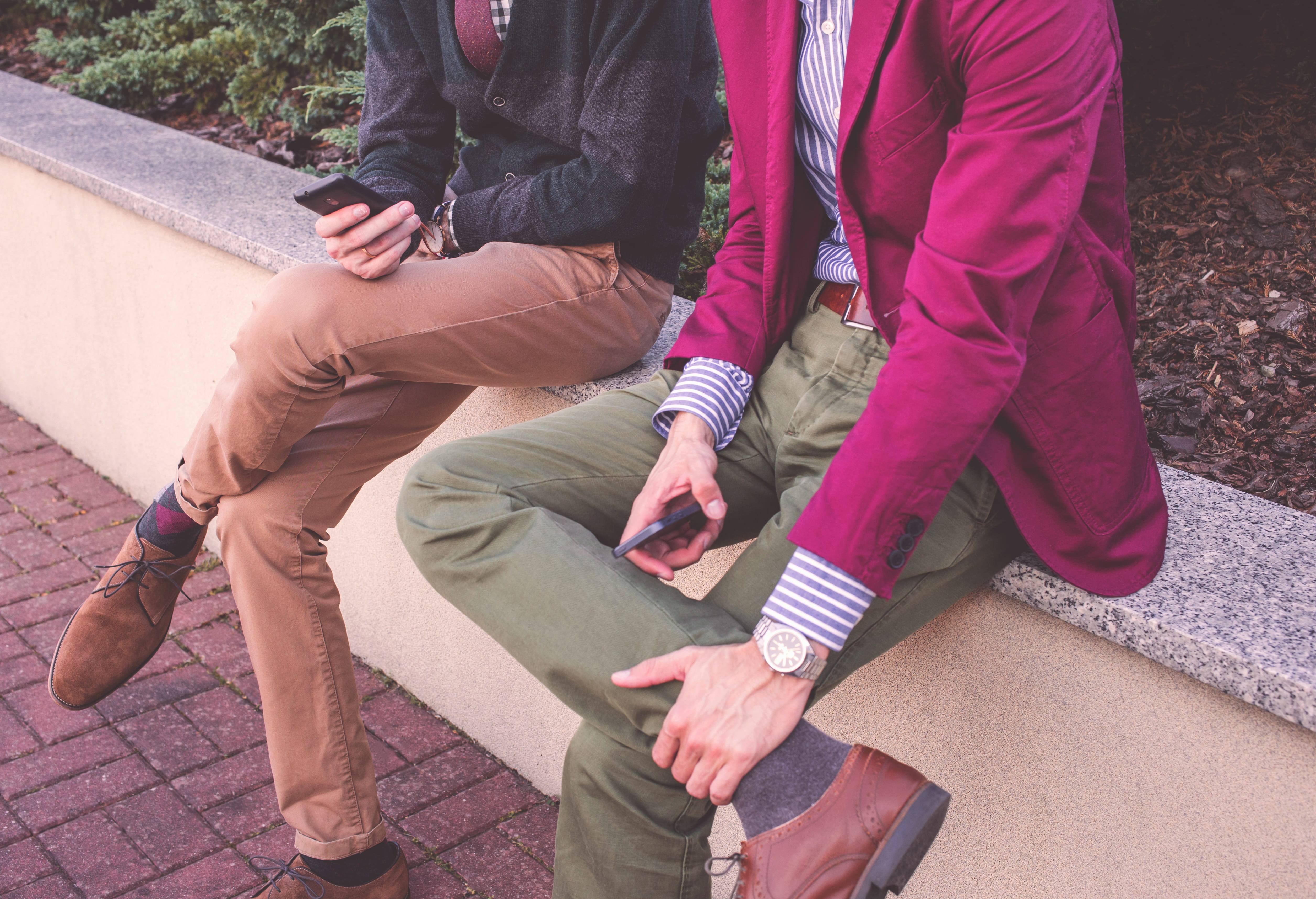front view, pattern, colours, togetherness, beside, day, formal, couple, attire, real people, jacket, two people, lifestyle, colors, communication, outdoors, HD Wallpaper