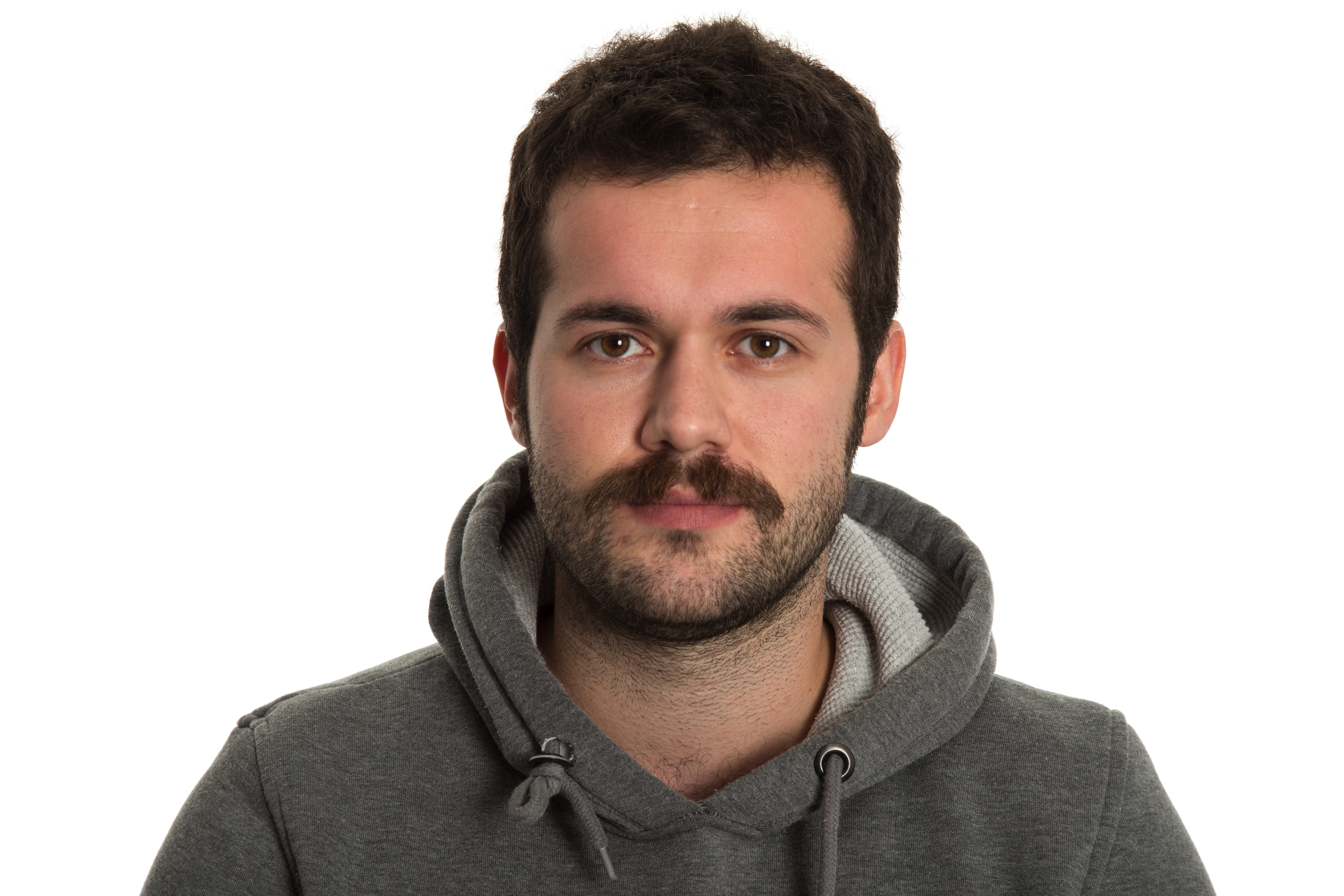 model, indoors, cut out, cute, men, looking at camera, studio shot, white background, boy, background, human, portrait, eyes, mustache, studio, young, isolated, HD Wallpaper