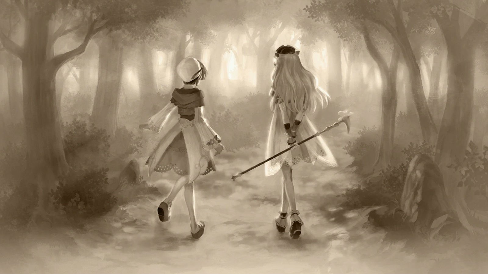 720P, dusk, shallie alchemists, atelier, sea, game, monochrome, HD Wallpaper