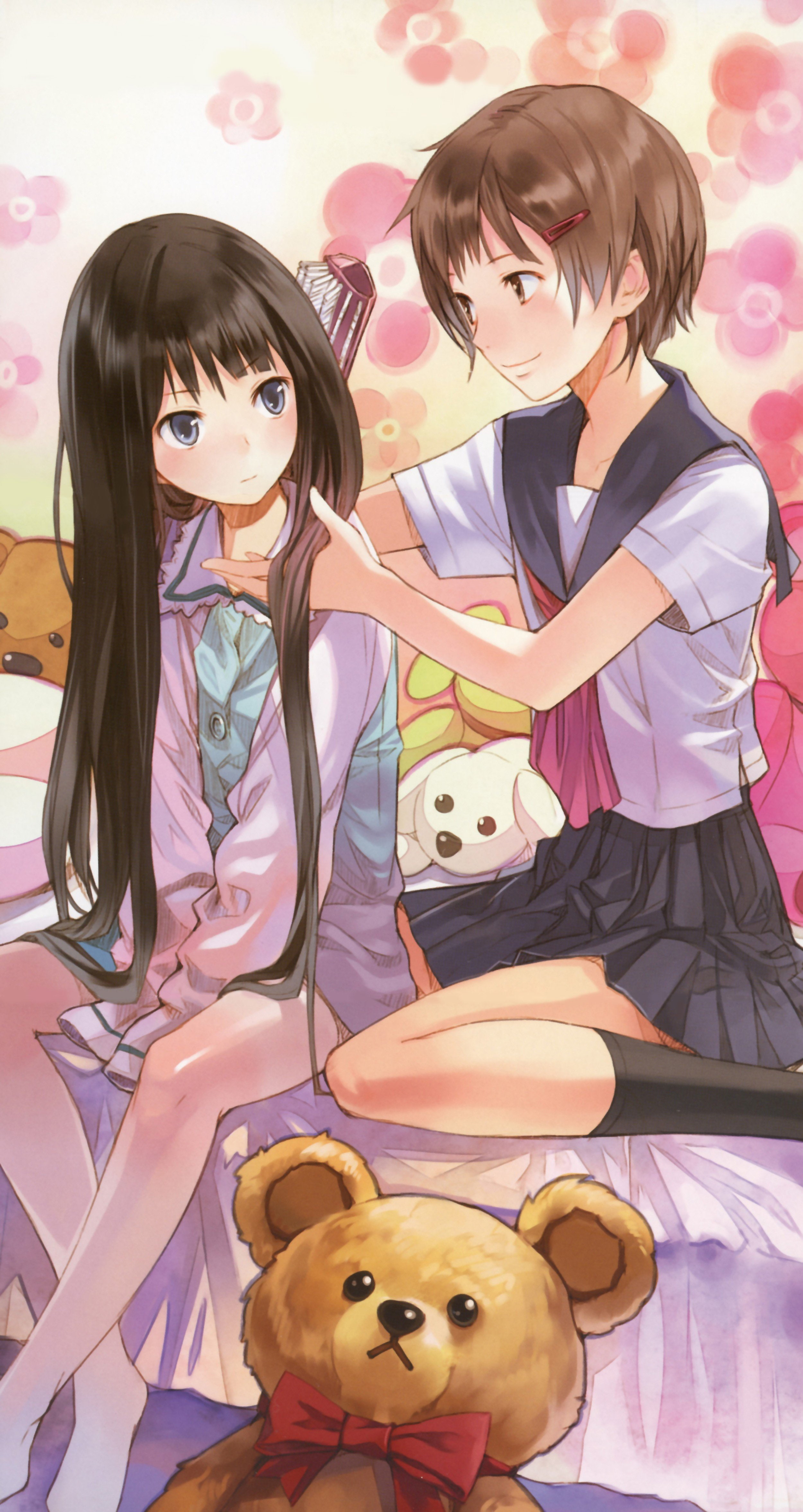 bears, black, uniforms, hair, shinozaki, brunettes, chou, shionji, memo, sailor, kamisama, ayaka, short, skirts, yuuko, long, women, pajamas, teddy, 4K, Phone HD Wallpaper