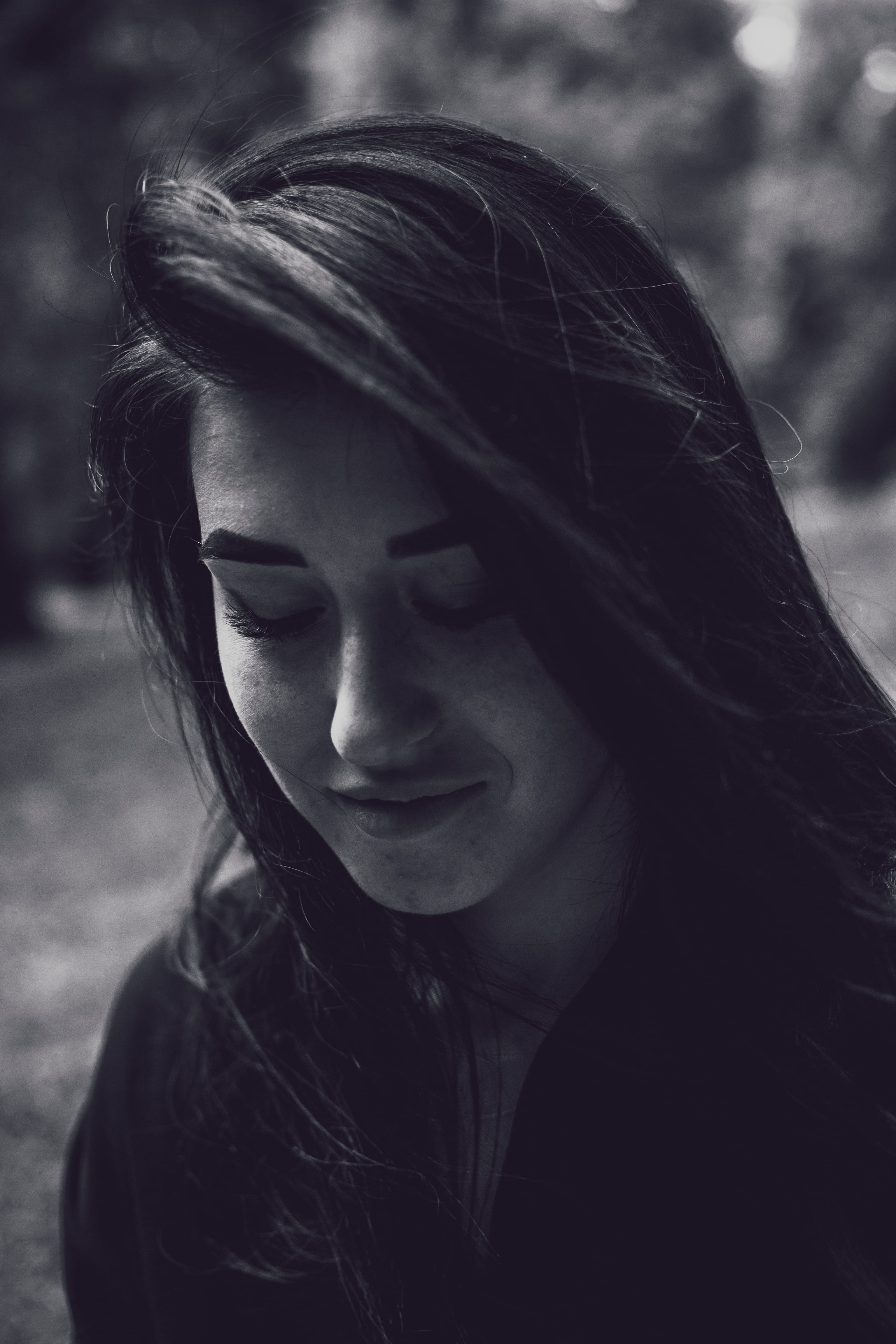 macro photo, photo, young adult, girl, lifestyles, teenager, long hair, hair, ua, beautiful girl, hair in face, girls, real people, photography, view, blackandwhite, Phone HD Wallpaper