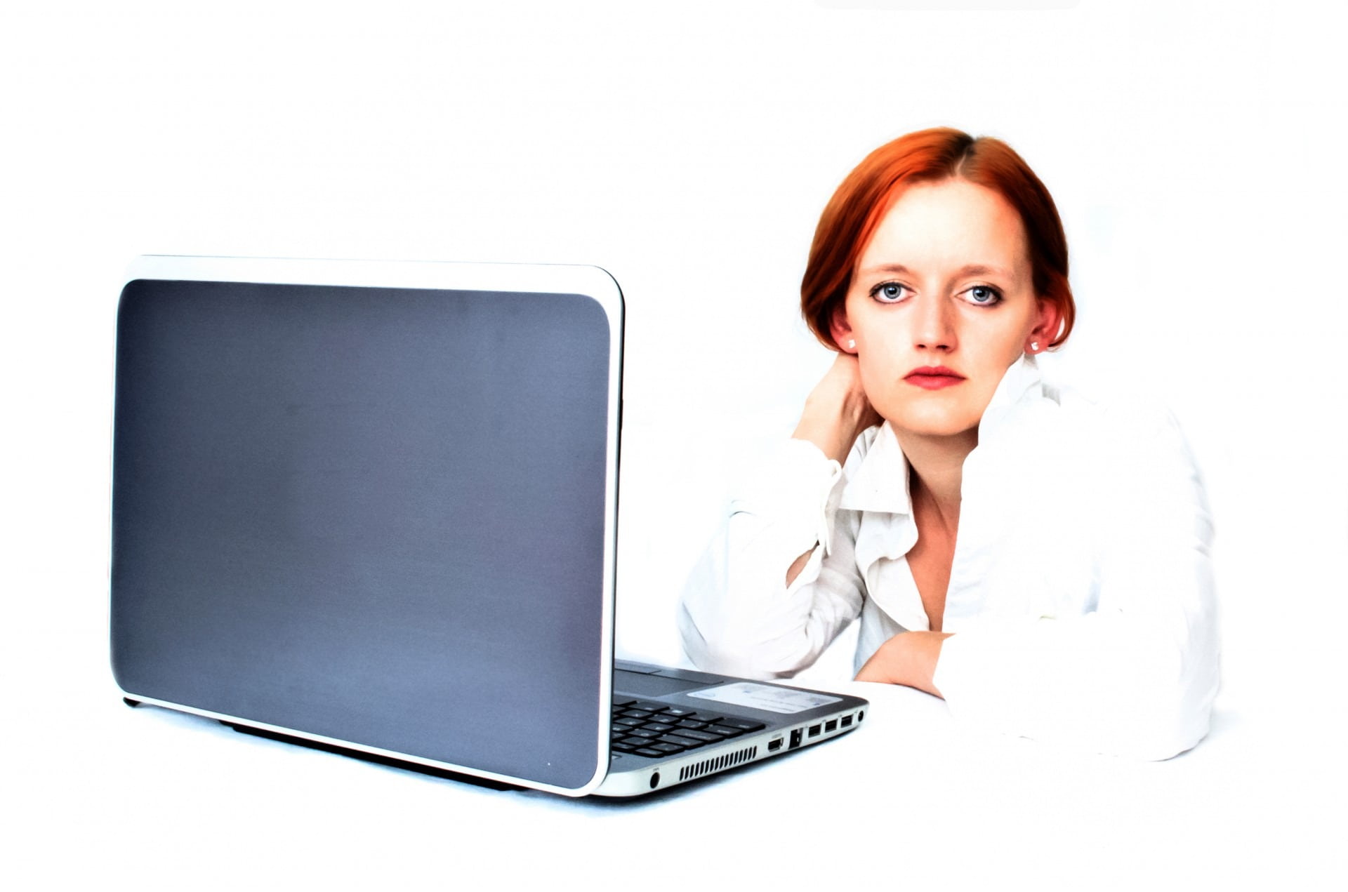 1080P, office, girl, modern, front, white, computers, women, businesswoman, communication, dress, computer, one Person, females, people, wireless technology, HD Wallpaper