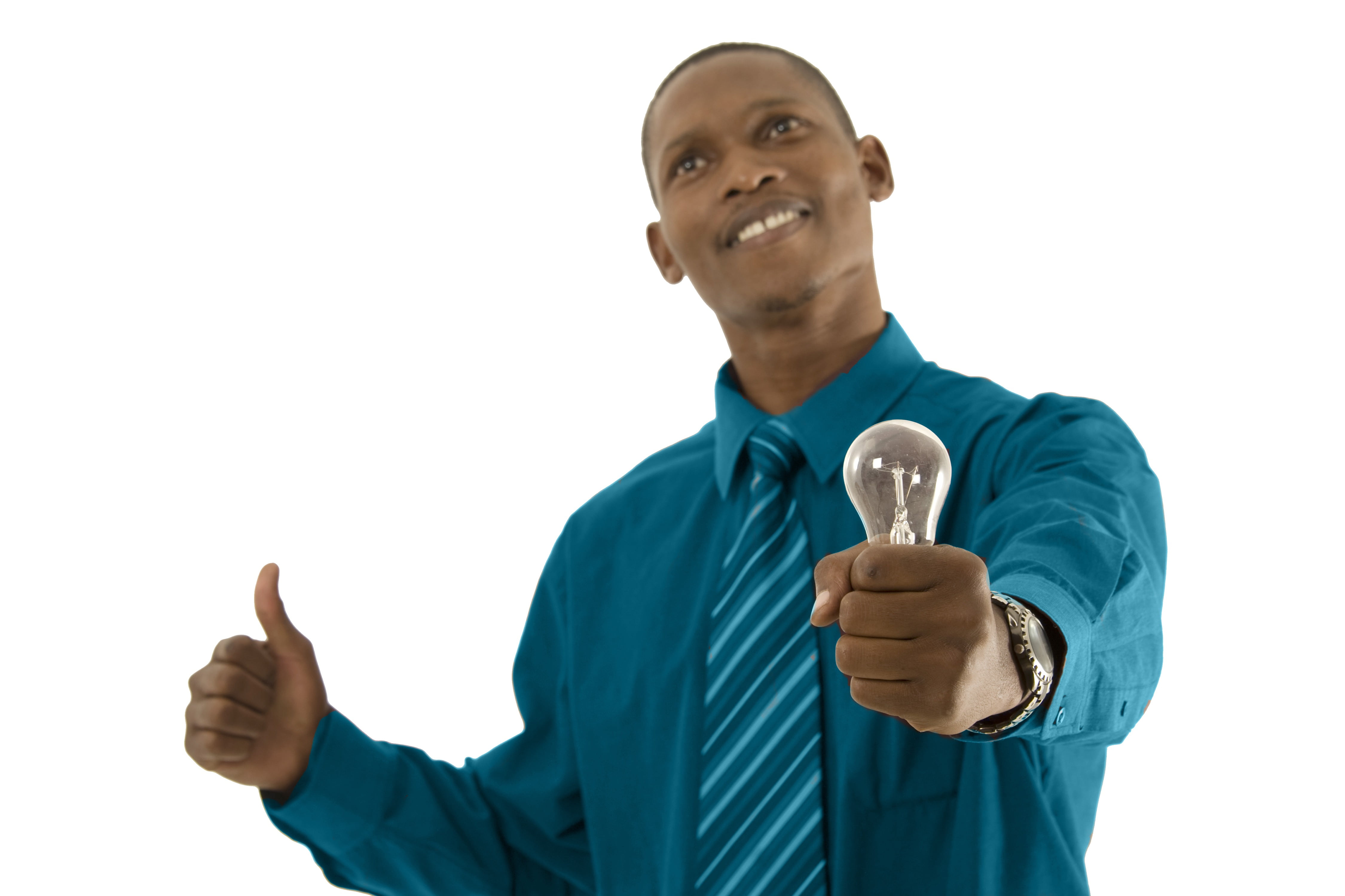 one person, 4K, finger, smiling, positive emotion, cut out, african, thumb, hand, young adult, electric bulb, males, holding, gesturing, light bulg, person, HD Wallpaper