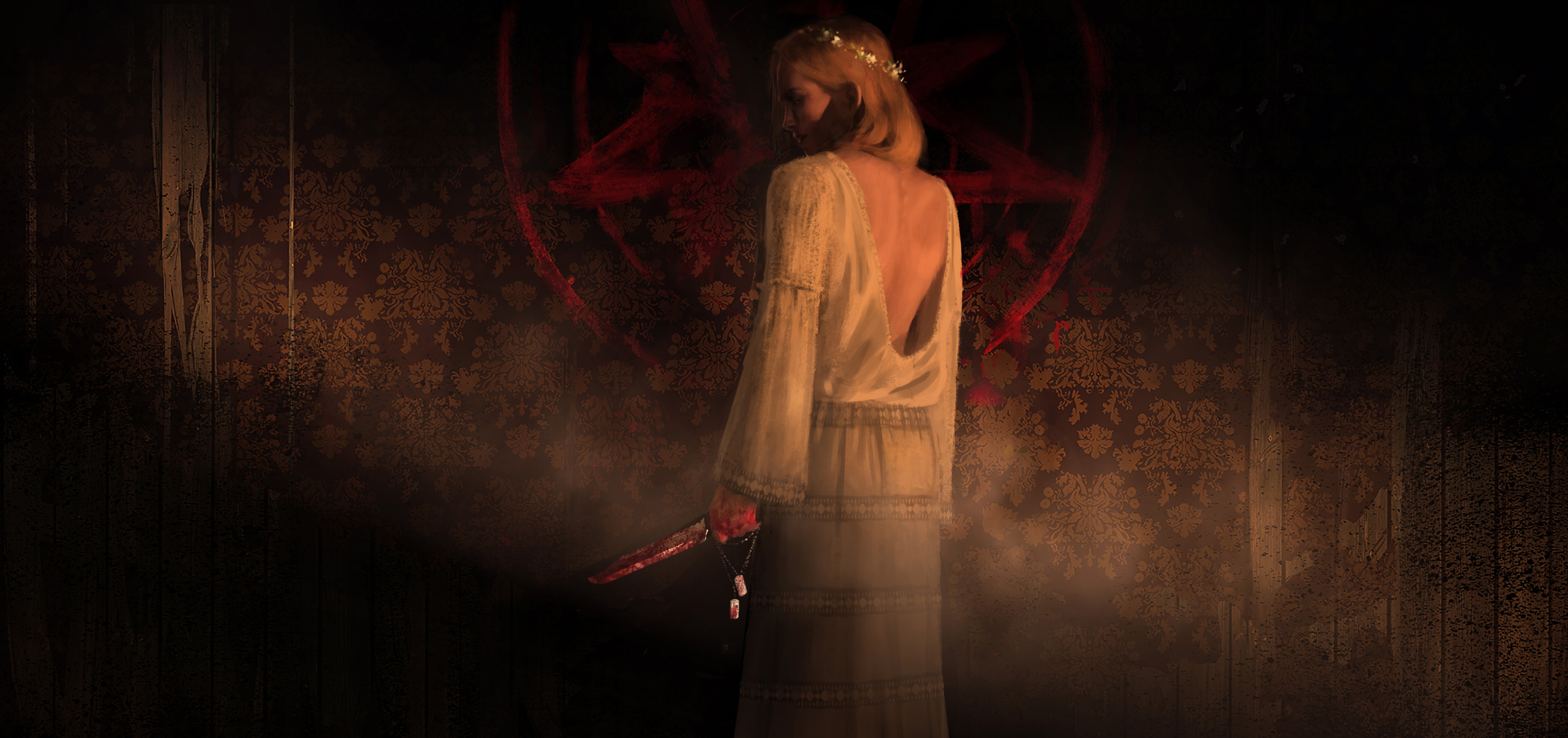 dress, fear, demon - fictional character, ghost, bizarre, celebration, fantasy, evil, indoors, games, adult, mystery, three quarter length, 2016 games, HD Wallpaper