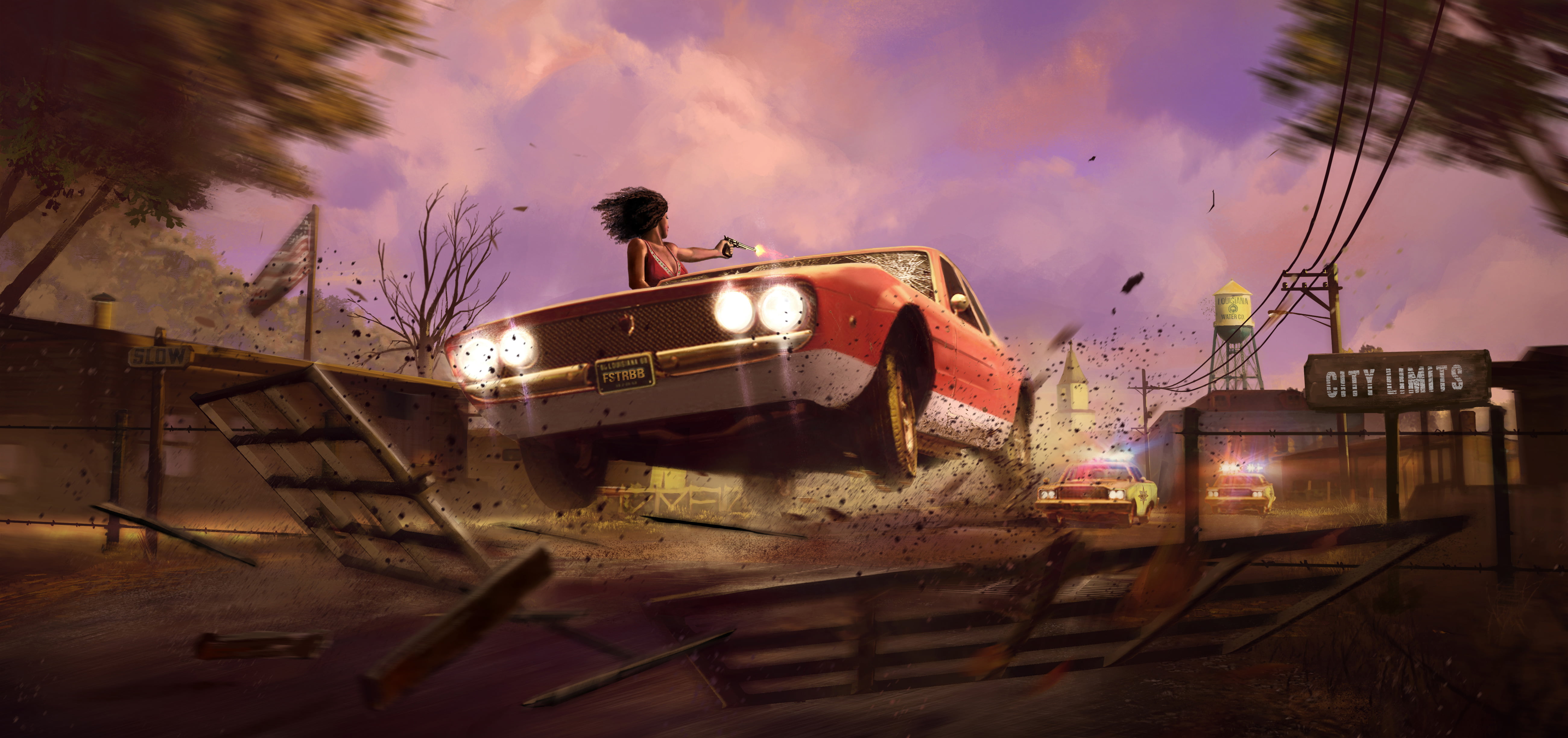 land vehicle, mode of transportation, night, 2016 games, pc games, tree, plant, one person, transportation, illuminated, mafia 3, architecture, damaged, HD Wallpaper