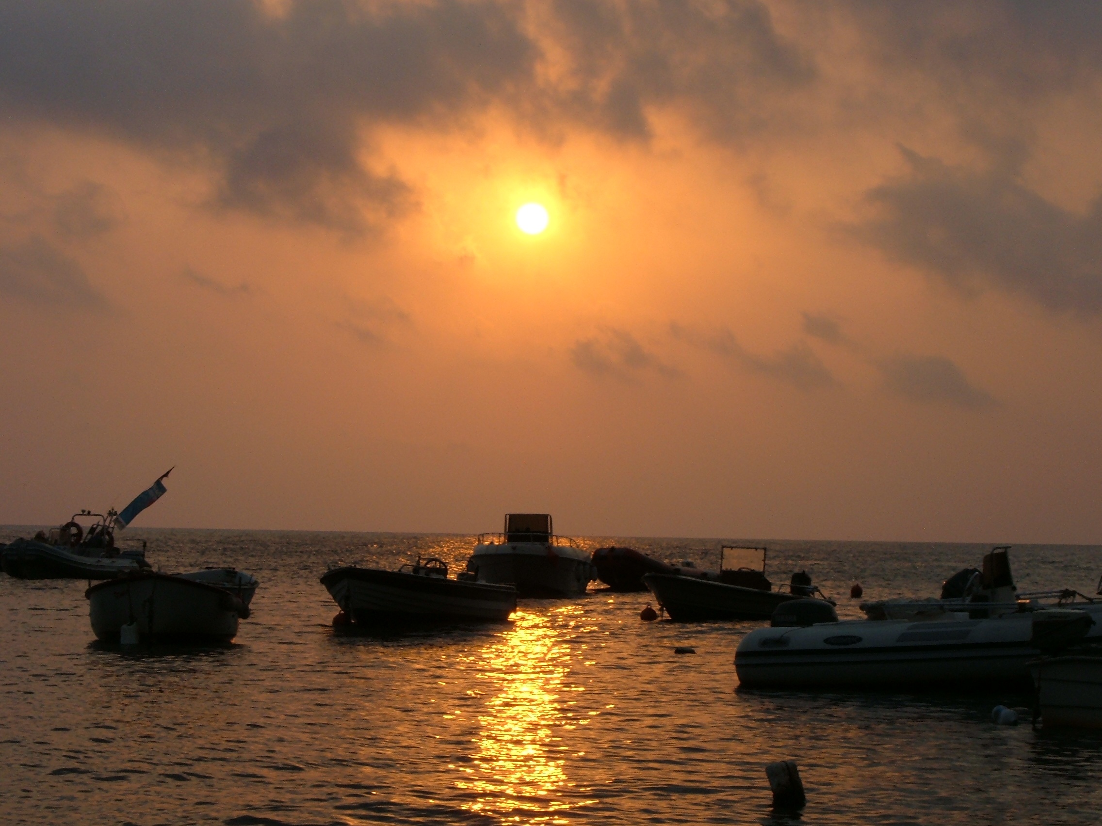 reflection, sicilian sunset, tranquility, tranquil scene, waterfront, sea, sun, sky, sicily, nautical vessel, scenics - nature, 1080P, boats, idyllic, HD Wallpaper