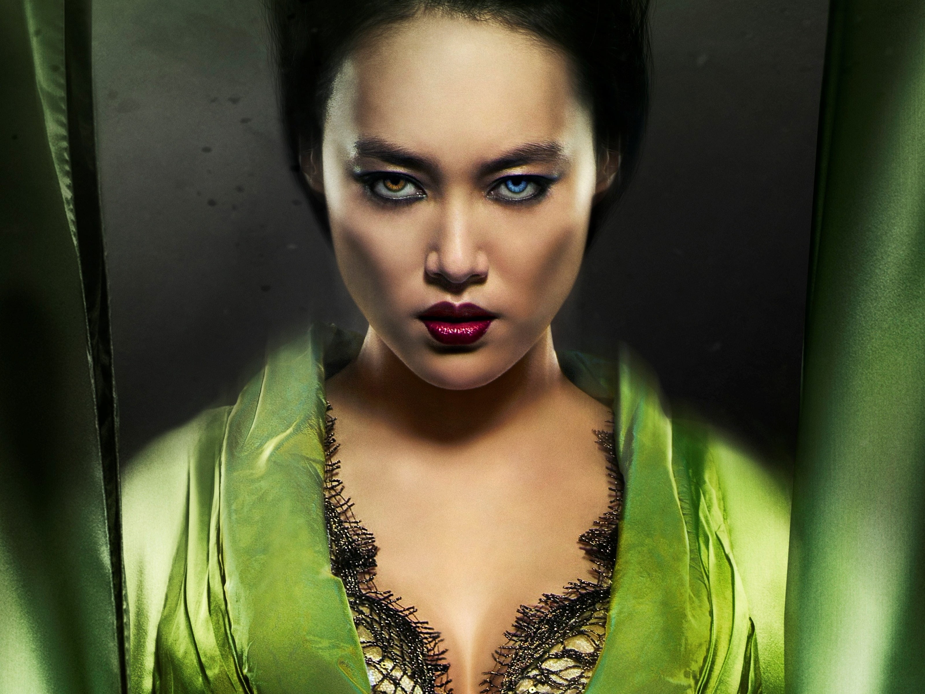 headshot, Movies, 2K, eternity, adult, beautiful woman, beauty, women, one person, fashion, make-up, human lips, green, looking at camera, young adult, HD Wallpaper