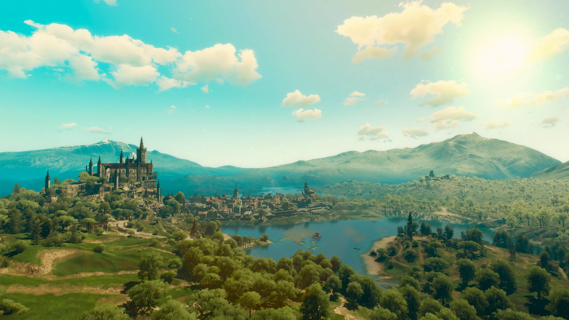 The Witcher 3, Toussaint, The Witcher, screen shot, video games, sunrise, 1080P, The Witcher 3: Wild Hunt - Blood and Wine, HD Wallpaper