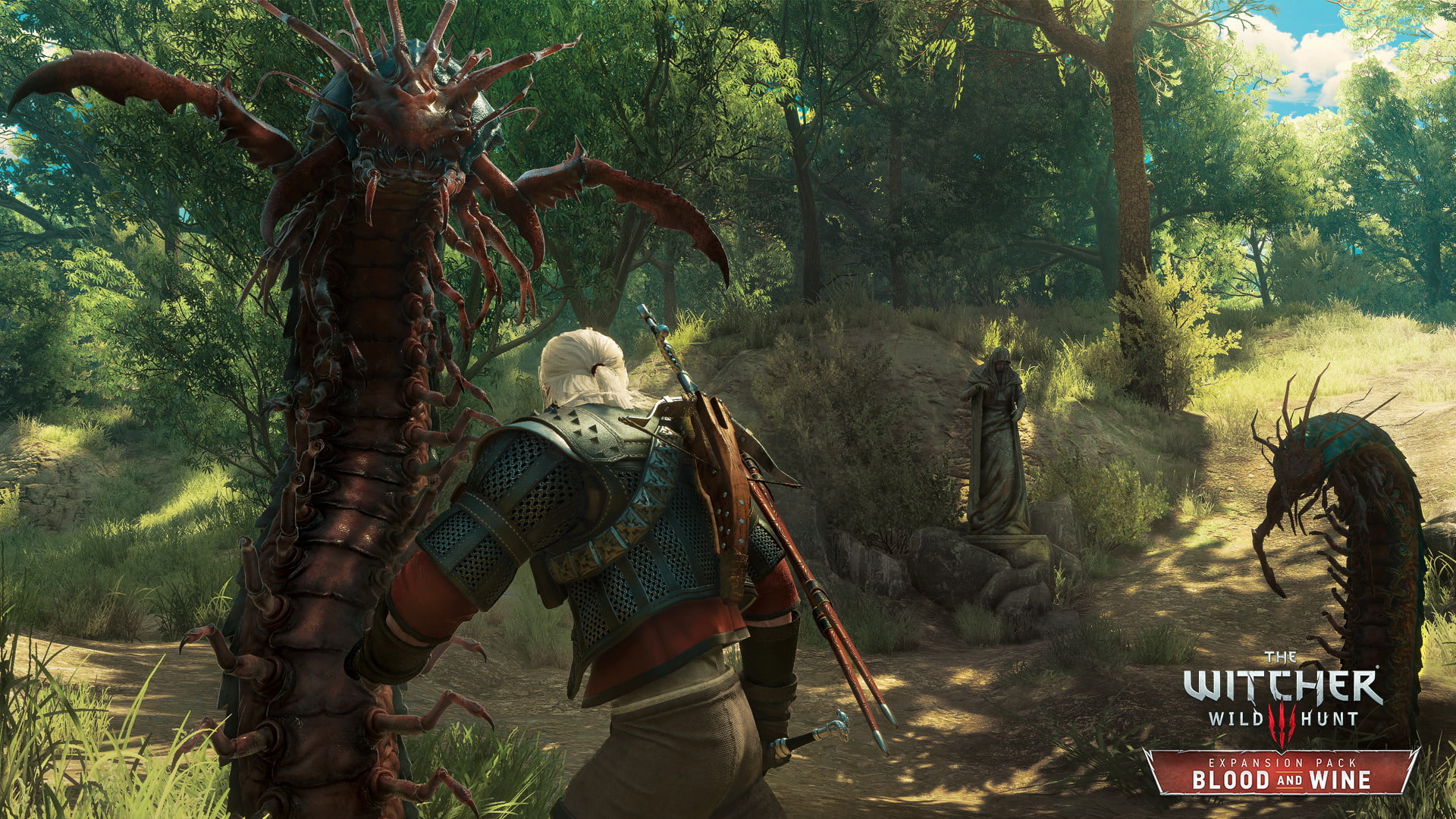 day, rear view, weapon, animal wildlife, full length, plant, tree, men, growth, 1080P, nature, adult, water, forest, land, real people, one person, geralt of rivia the witcher the witcher 3 wild hunt pc gaming blood and wine dlc video games, HD Wallpaper