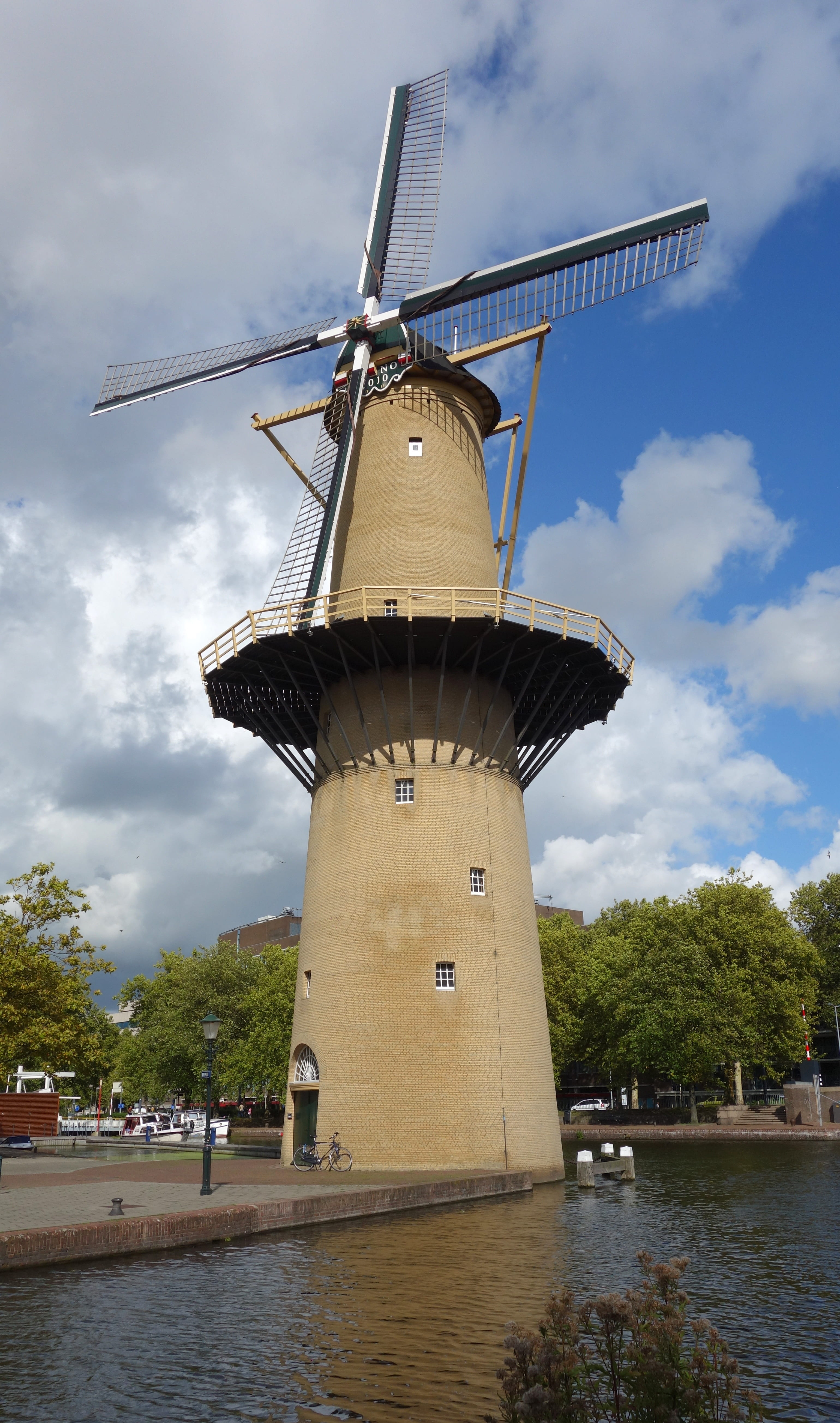 waterfront, historic mill, brandersmolen, grain mill, mill, tree, traditional windmill, nature, holland, cloud - sky, water, blue sky, sky, high, alternative energy, Phone HD Wallpaper