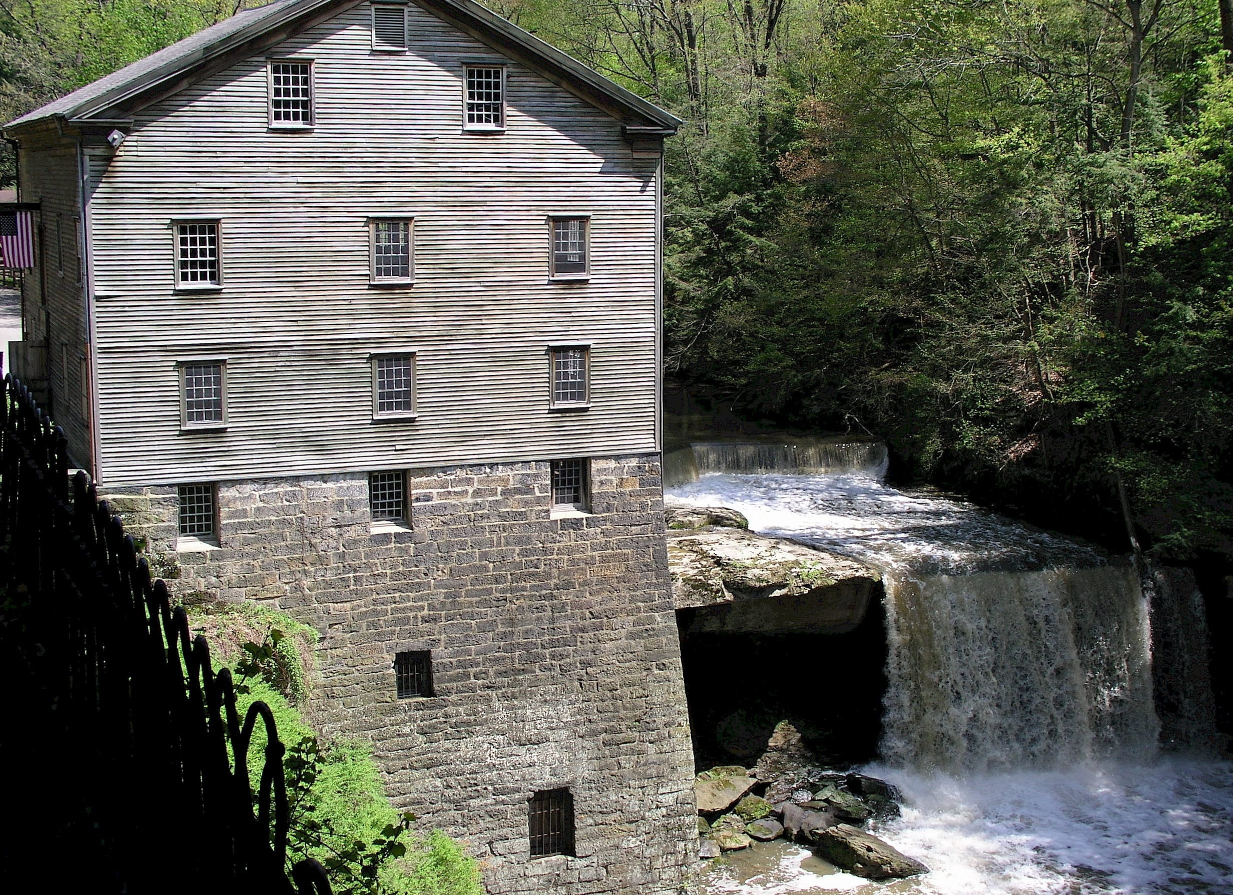 grain, house, growth, water, building, wooden, wood - material, nature, flowing water, outdoors, motion, waterfall, architecture, power, stone, landscape, HD Wallpaper
