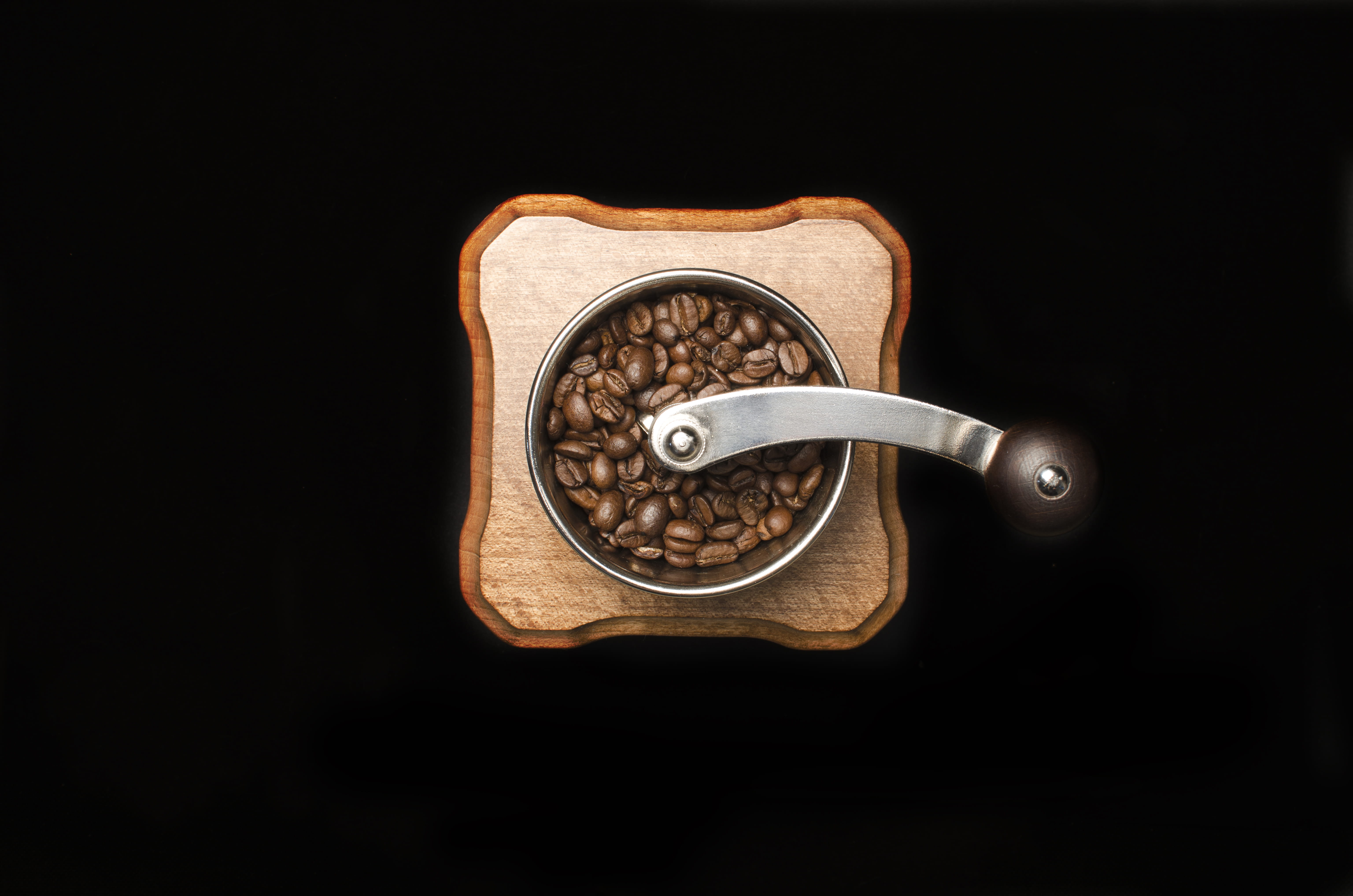 beans, close-up, single object, brown, indoors, metallic, weapon, wood - material, coffee mill, coffee beans, no people, aroma, wooden, food and drink, HD Wallpaper