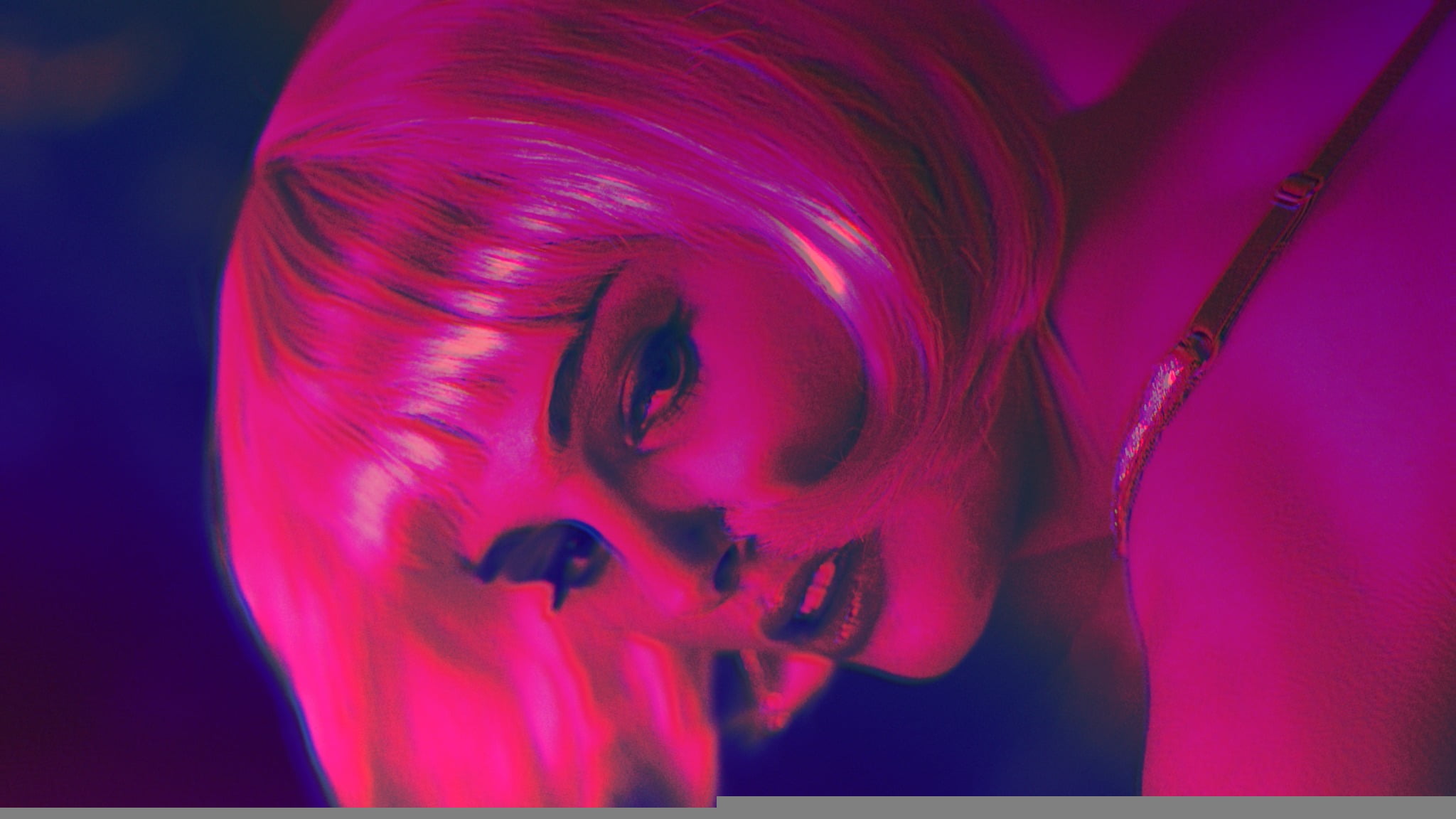 Closer, neon, 1080P, arcade, Natalie Portman, pink hair, glowing, HD Wallpaper