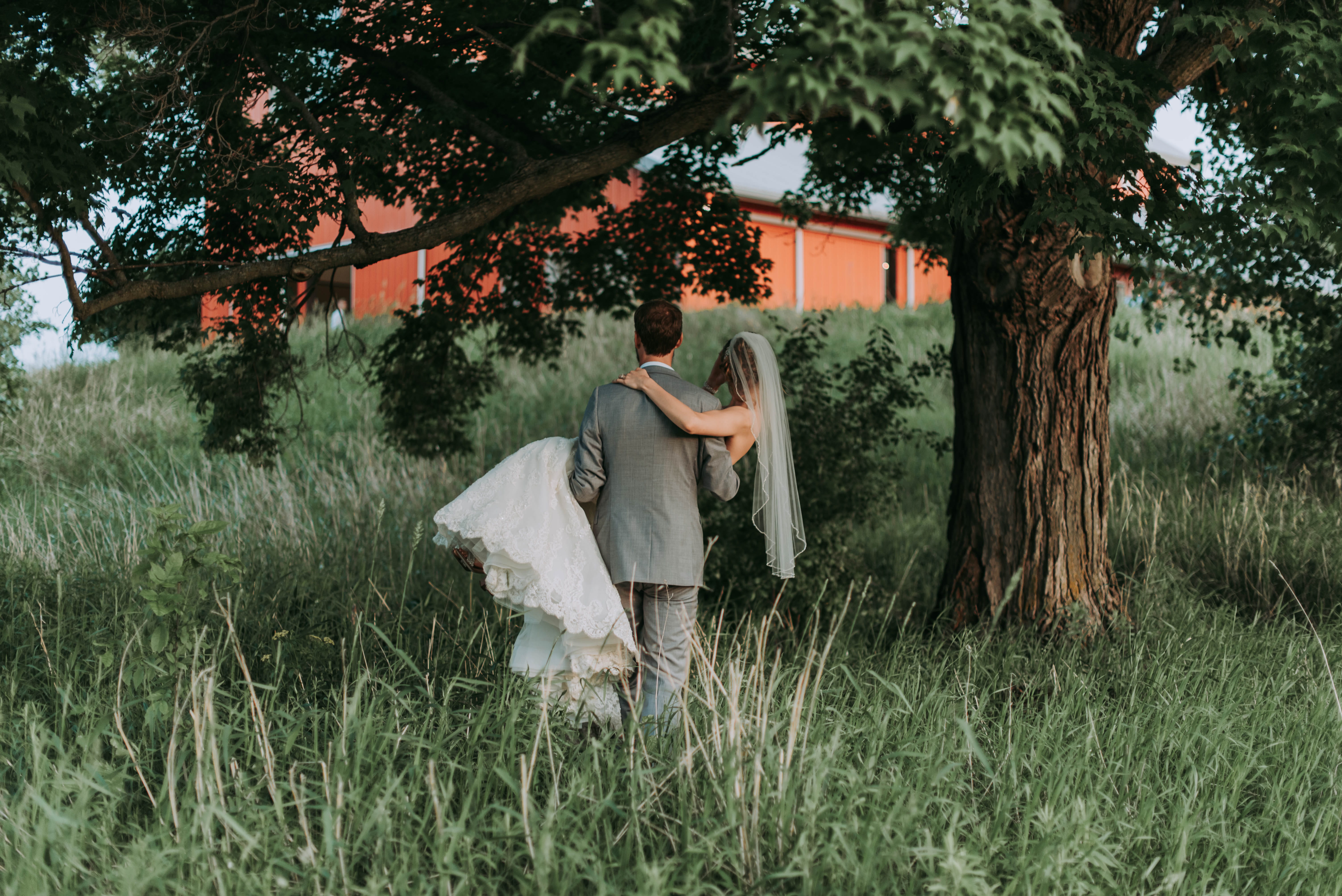 bride, outdoor, tree, people, grass, couple, white, adult, woman, romance, husband, near, two people, outdoors, beside, wedding dress, carrying, walking, HD Wallpaper