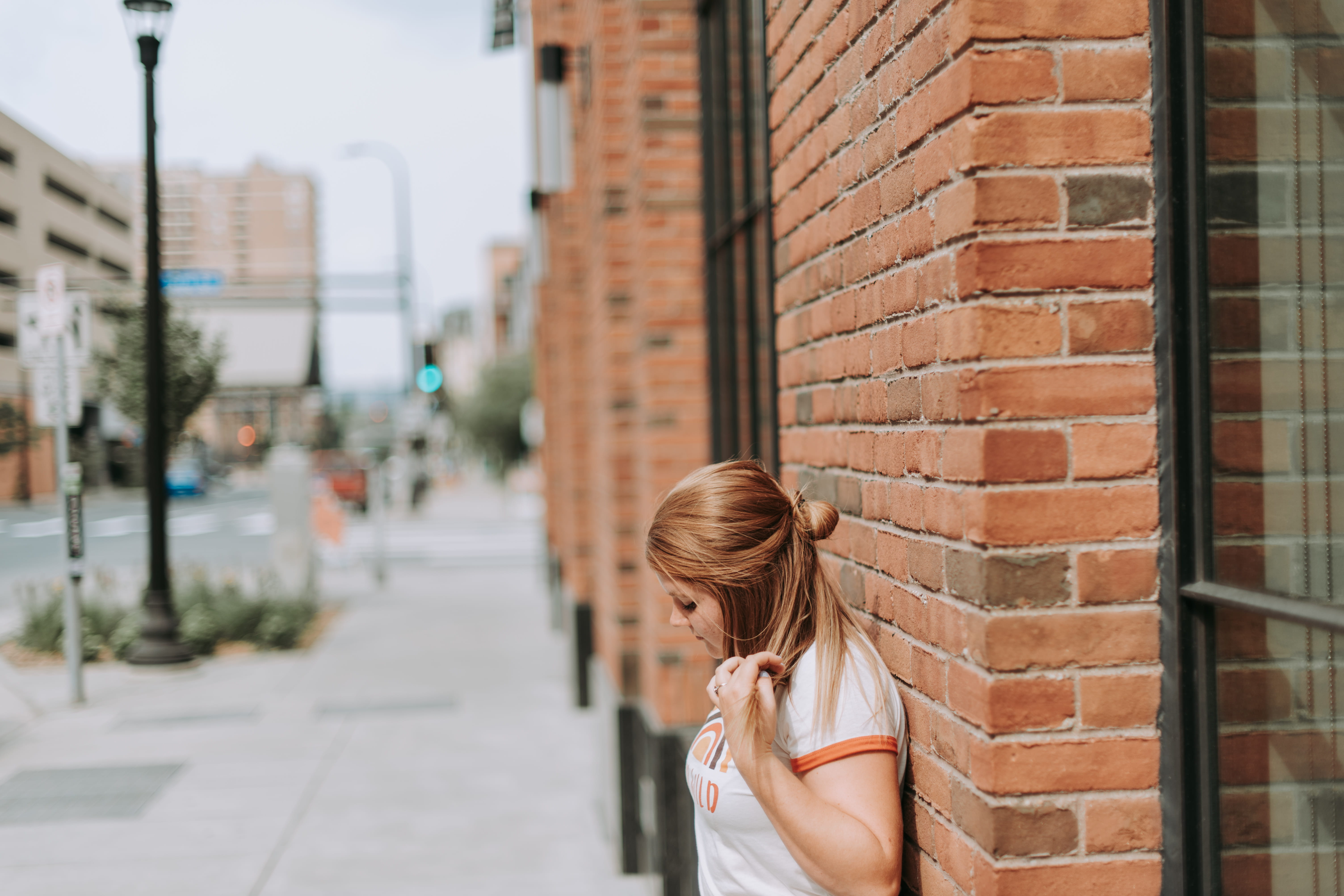 built structure, minneapolis, brown, leaning, brick, lifestyles, one person, real people, leisure activity, 5K, brick wall, human, women, face, building, HD Wallpaper
