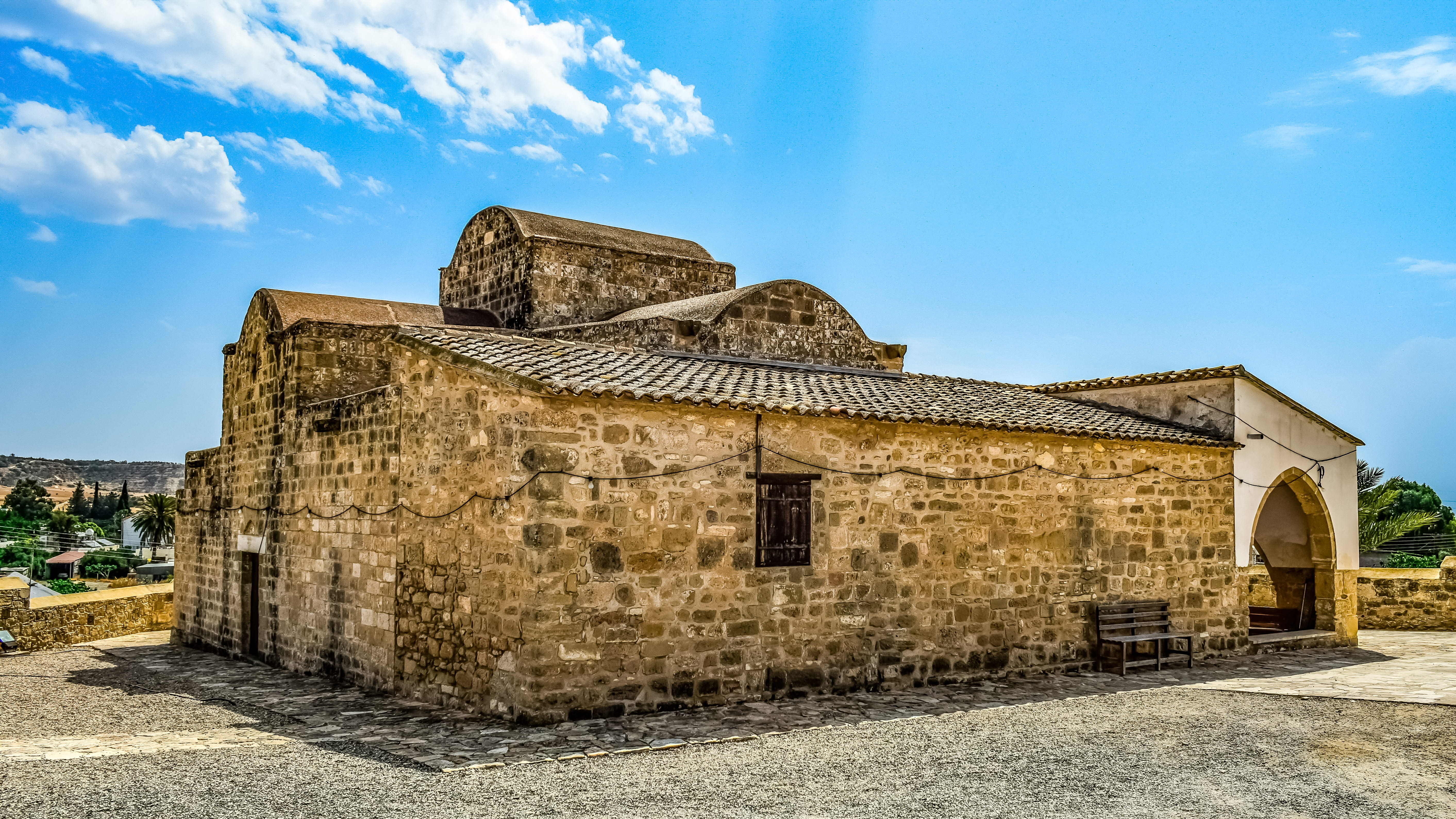 cloud - sky, the past, old, 5K, outdoors, church, travel, building, kelia, religion, orthodox, antique, architecture, built structure, archaeology, building exterior, HD Wallpaper