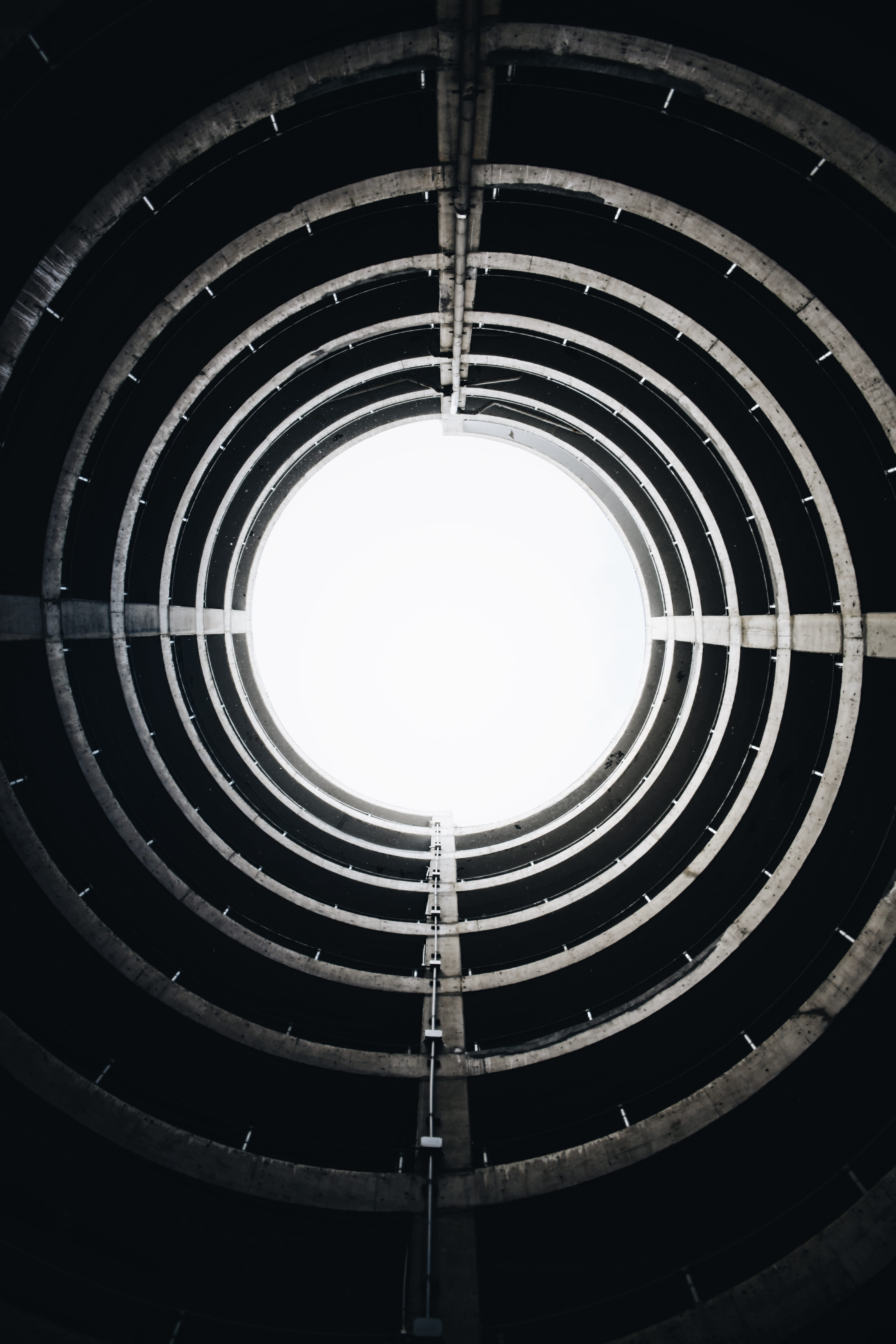 low, building, design, staircase, spiral staircase, 5K, spiral, architecture, shape, sky, round, steps and staircases, tubular, gray, circle, metal, railing, Phone HD Wallpaper