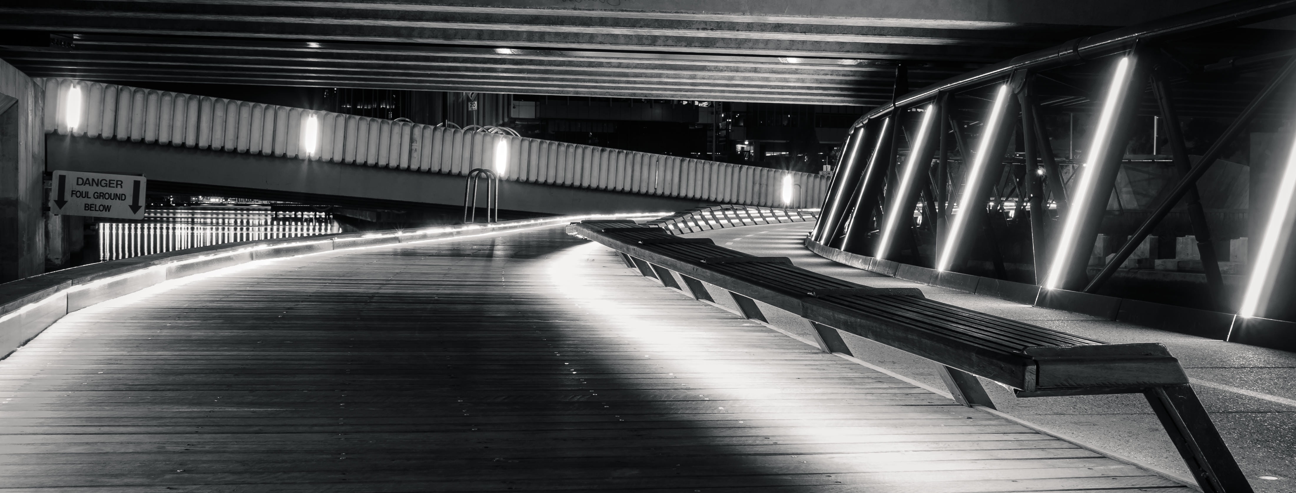 transportation, staircase, reflection, street, modern, blur, architecture, empty, urban, black-and-white, night, illuminated, motion, flooring, indoors, HD Wallpaper