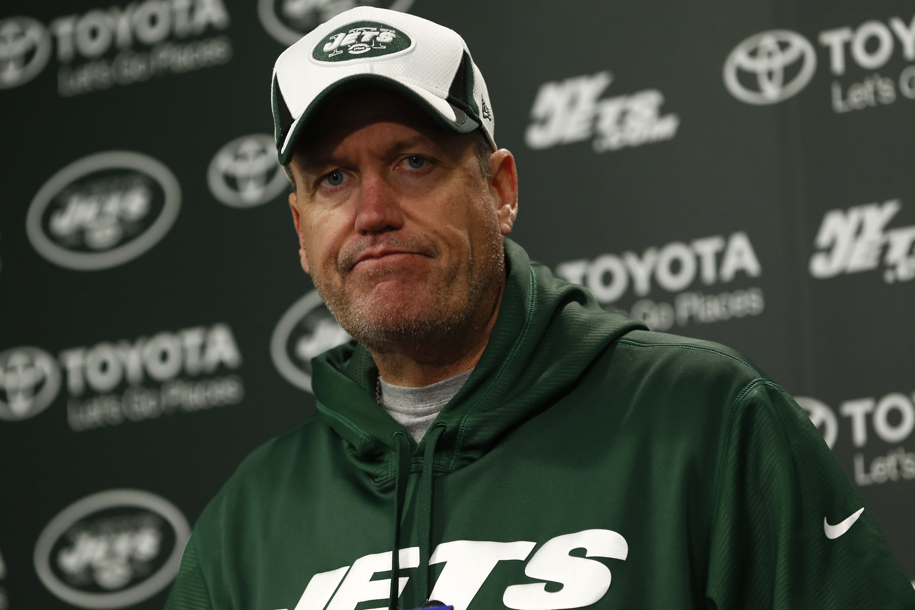 males, close-up, focus on foreground, football league, mature adult, portrait, rex ryan, front view, looking at camera, s, text, hoodie, mid adult men, HD Wallpaper