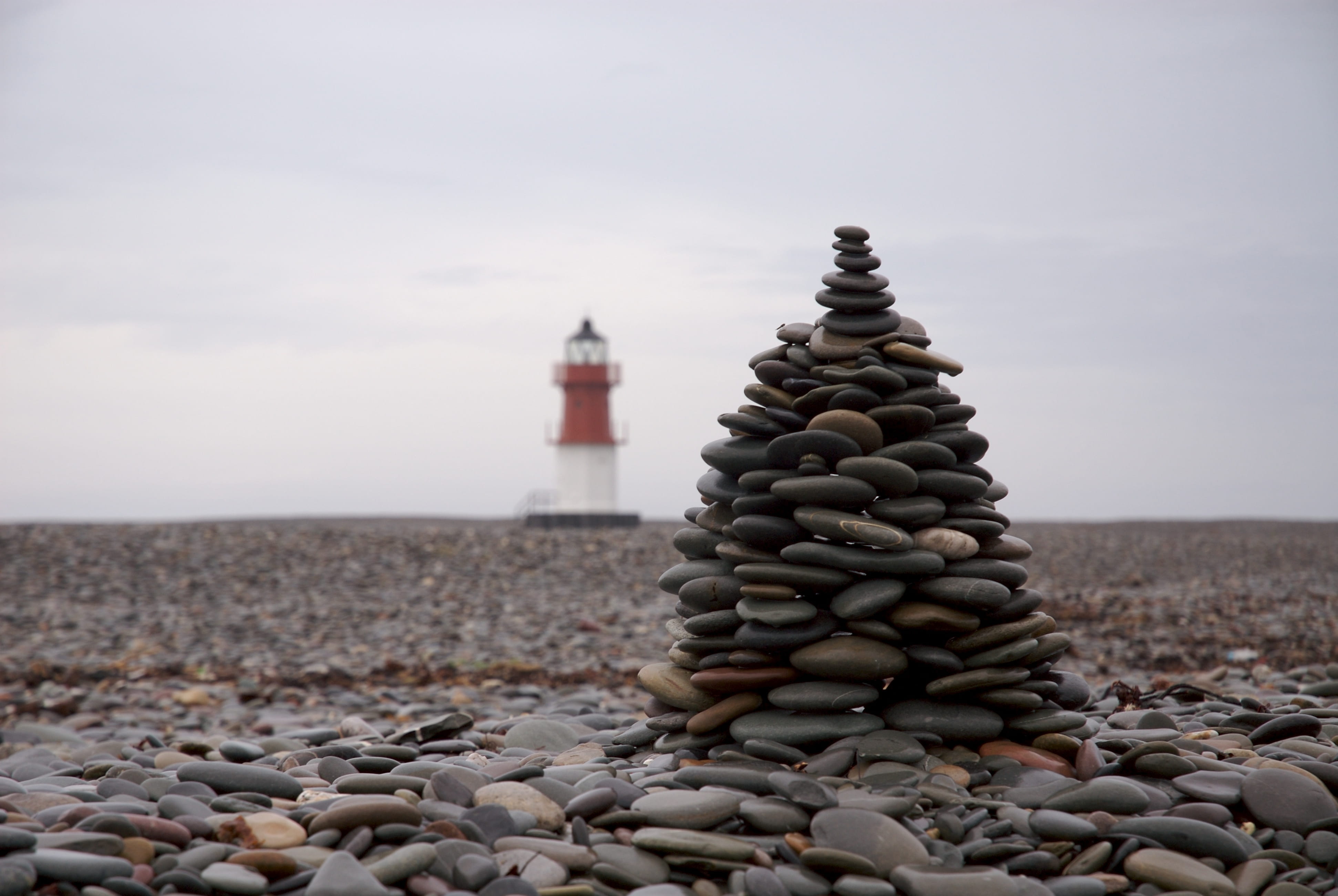 path, water, pebble, point of ayre, outdoors, lighthouse, sea, selective, 4K, photography, architecture, isle of man, stocked, built structure, no people, HD Wallpaper