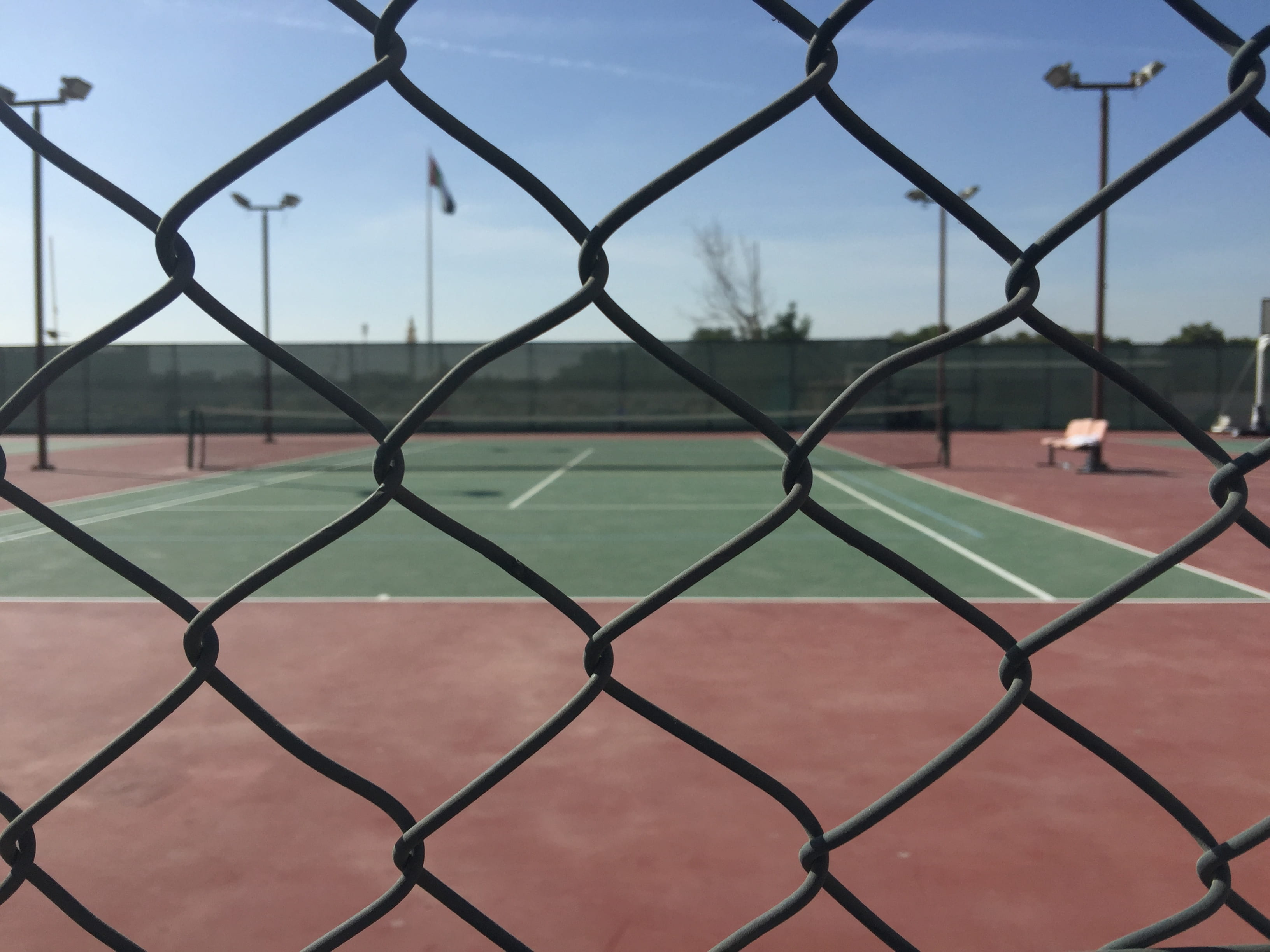 sport, outdoors, sky, chainlink fence, metal, 24 rashid al-khadar st - ajman - united arab emirates, play time, sports, backgrounds, daylight, field, ajman, HD Wallpaper