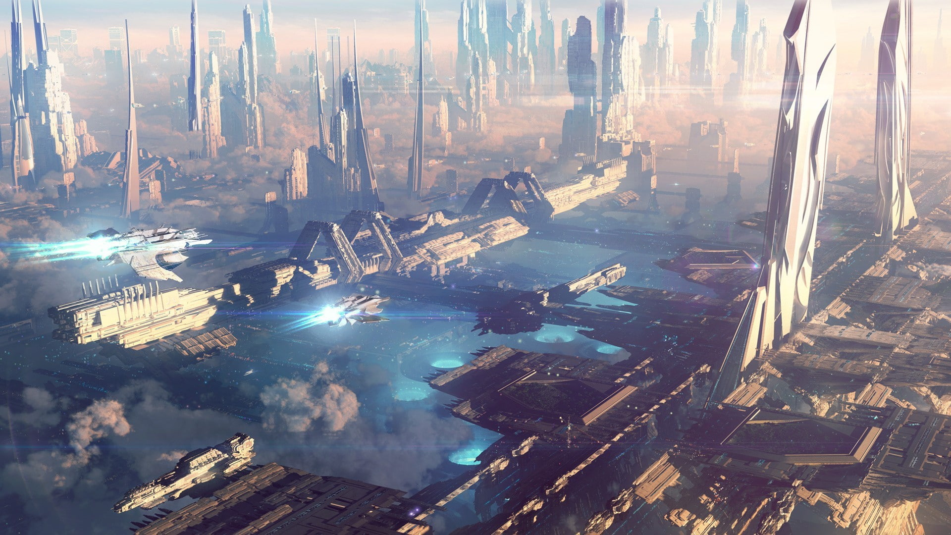 city, skyscraper, futuristic, 1080P, science fiction, futuristic city, HD Wallpaper