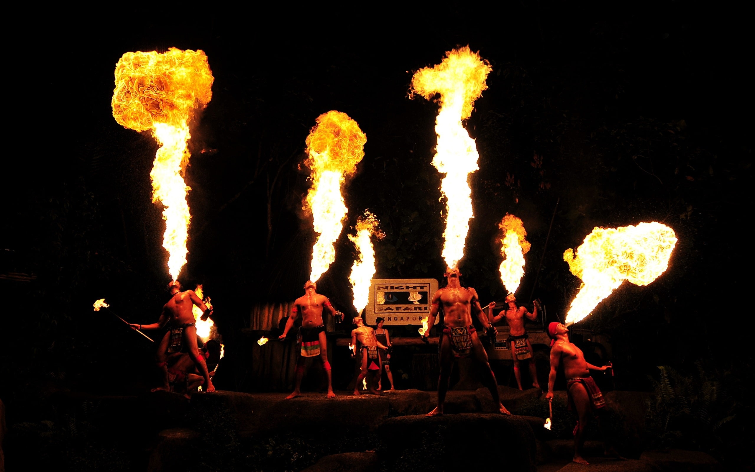 2K, hd, people, photography, six, fire, dancers, HD Wallpaper