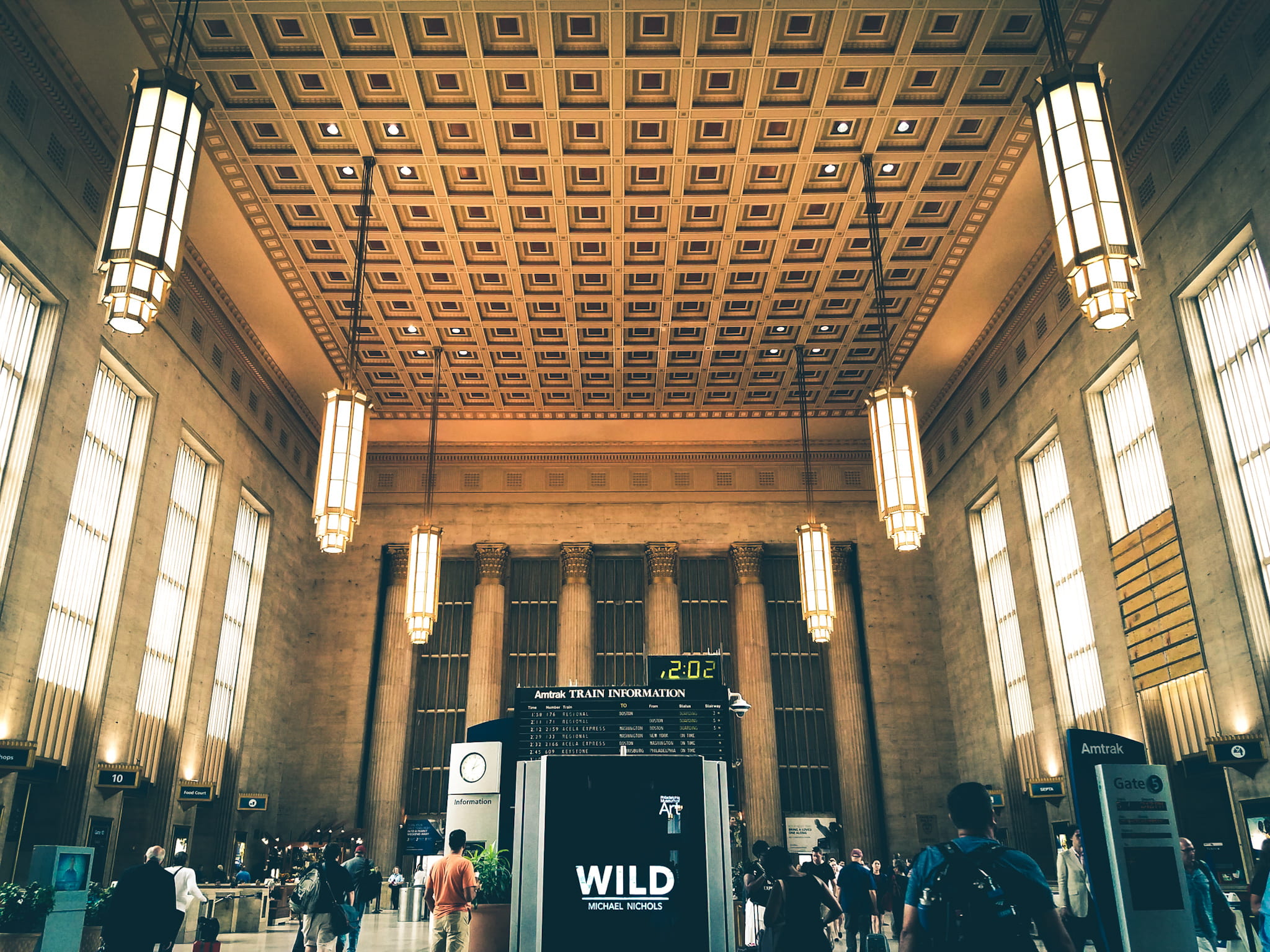 wild, text, railway, 1080P, low angle view, architecture, transportation, people, indoors, real people, walking, lamps, day, adult, men, building, ceiling, HD Wallpaper