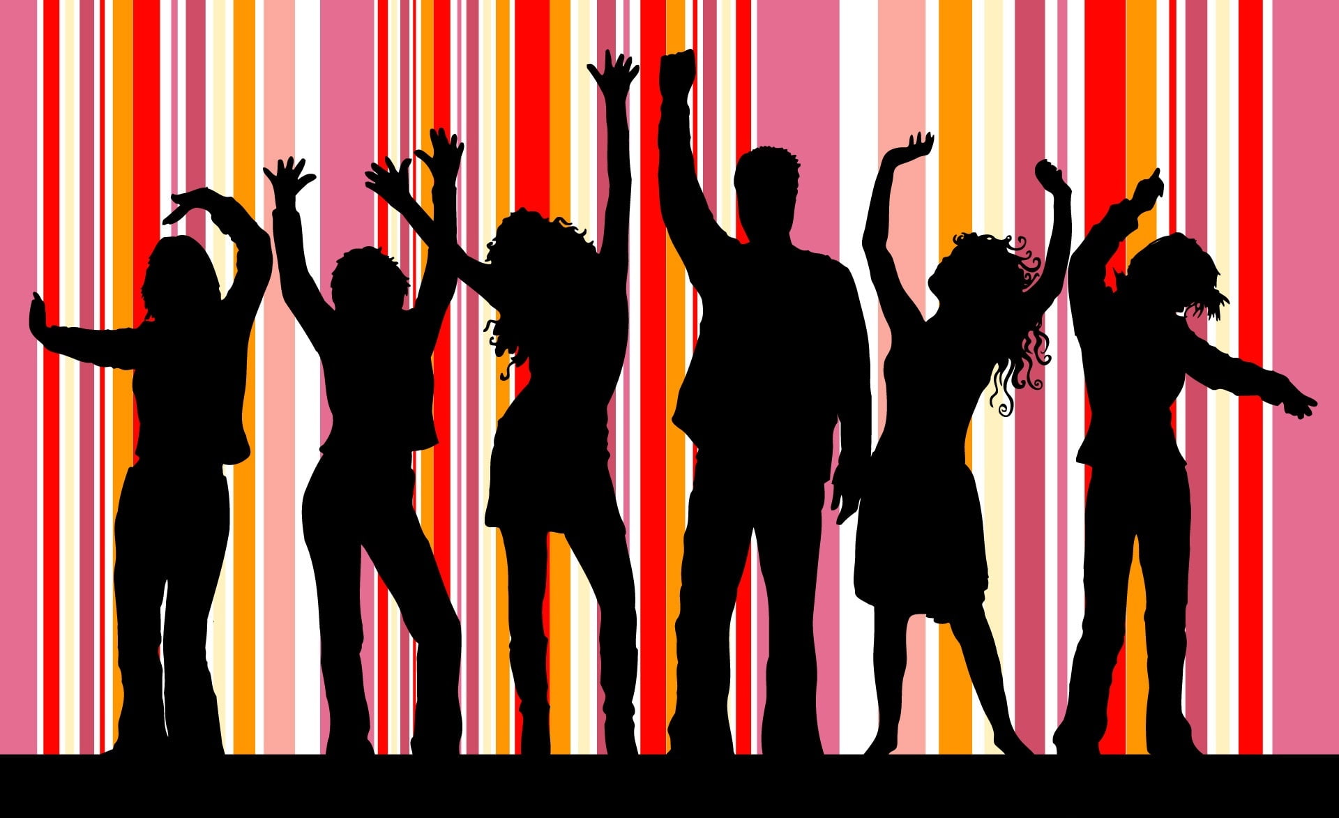Vector Art, adult, silhouette, 1080P, crowd, six, dancing, males, art, People, person, men, medium group of people, clip, group of people, Aero, indoors, HD Wallpaper