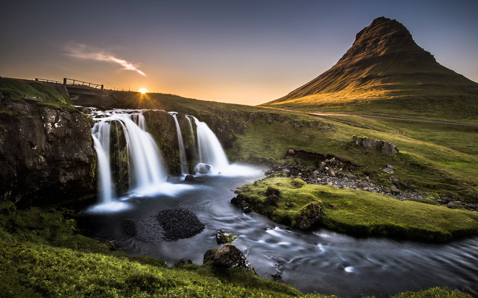 scenics - nature, tranquil scene, landscape, land, hill, blurred motion, 1080P, environment, sky, water, flowing, falling water, long exposure, mountain, HD Wallpaper