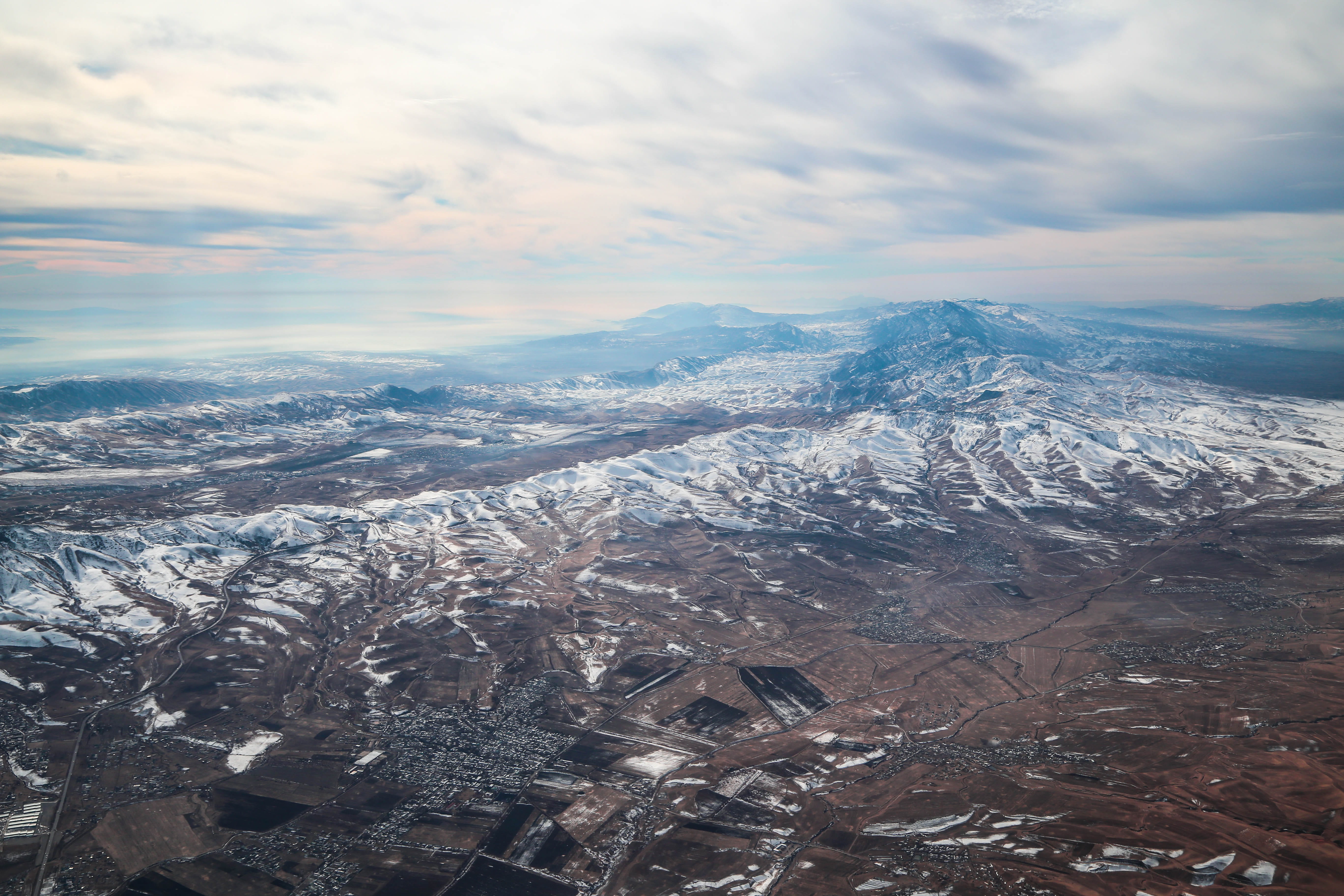 environment, from above, sky, tranquil scene, landscape, aerial, mountains, tranquility, snowcapped mountain, non-urban scene, scenic, cloud - sky, aerial view, HD Wallpaper