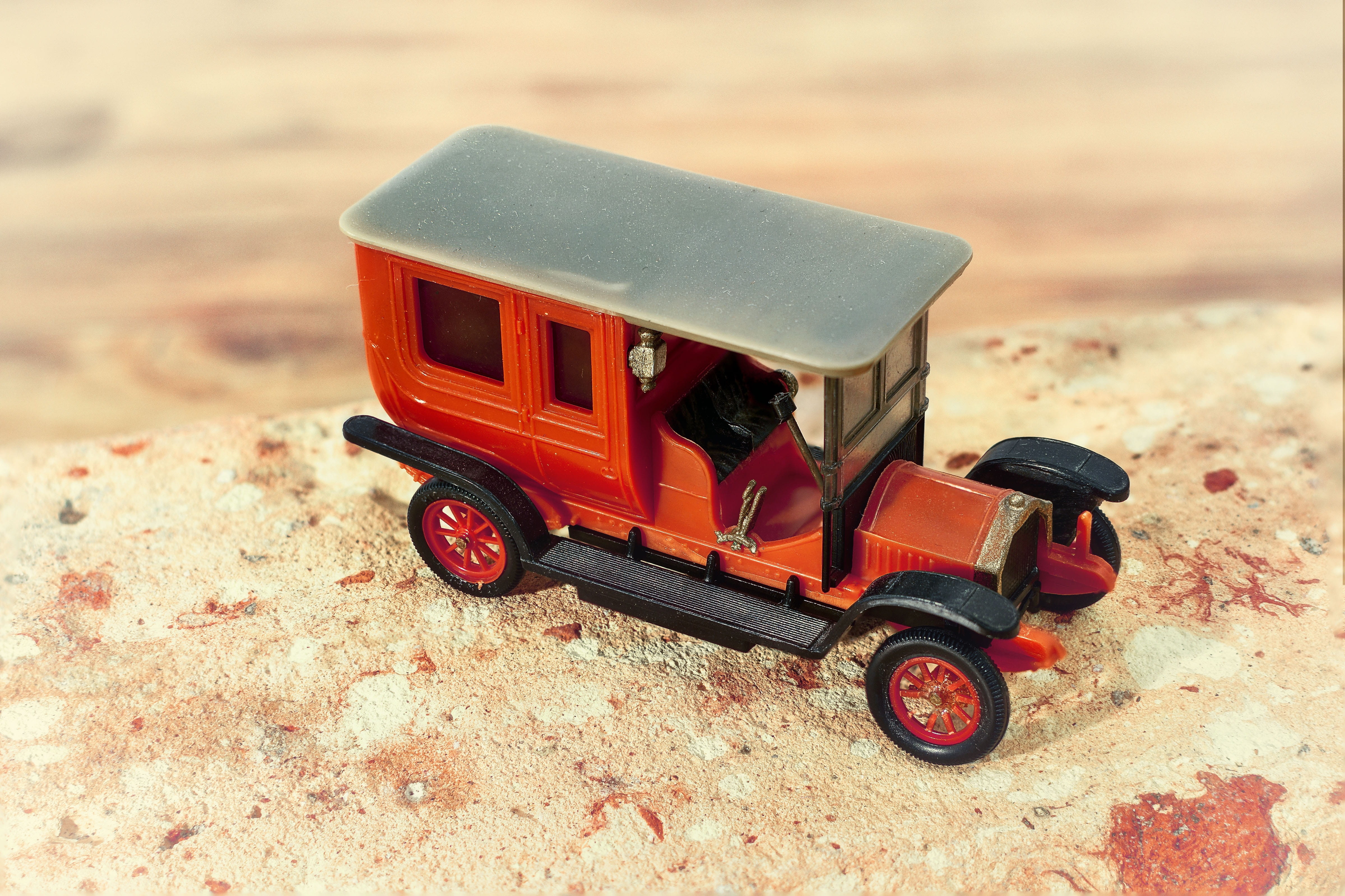 motor vehicle, nostalgic, automotive, oldtimer, motor, auto, day, high angle view, small, focus on foreground, close, still life, old, model car, stones, HD Wallpaper
