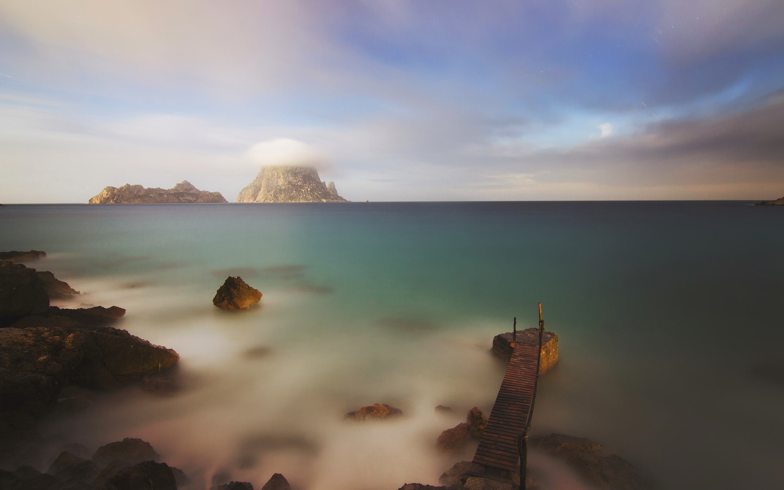 timelapse, ocean, trail, stone, rock, nature, island, 2K, photography, hd, path, HD Wallpaper
