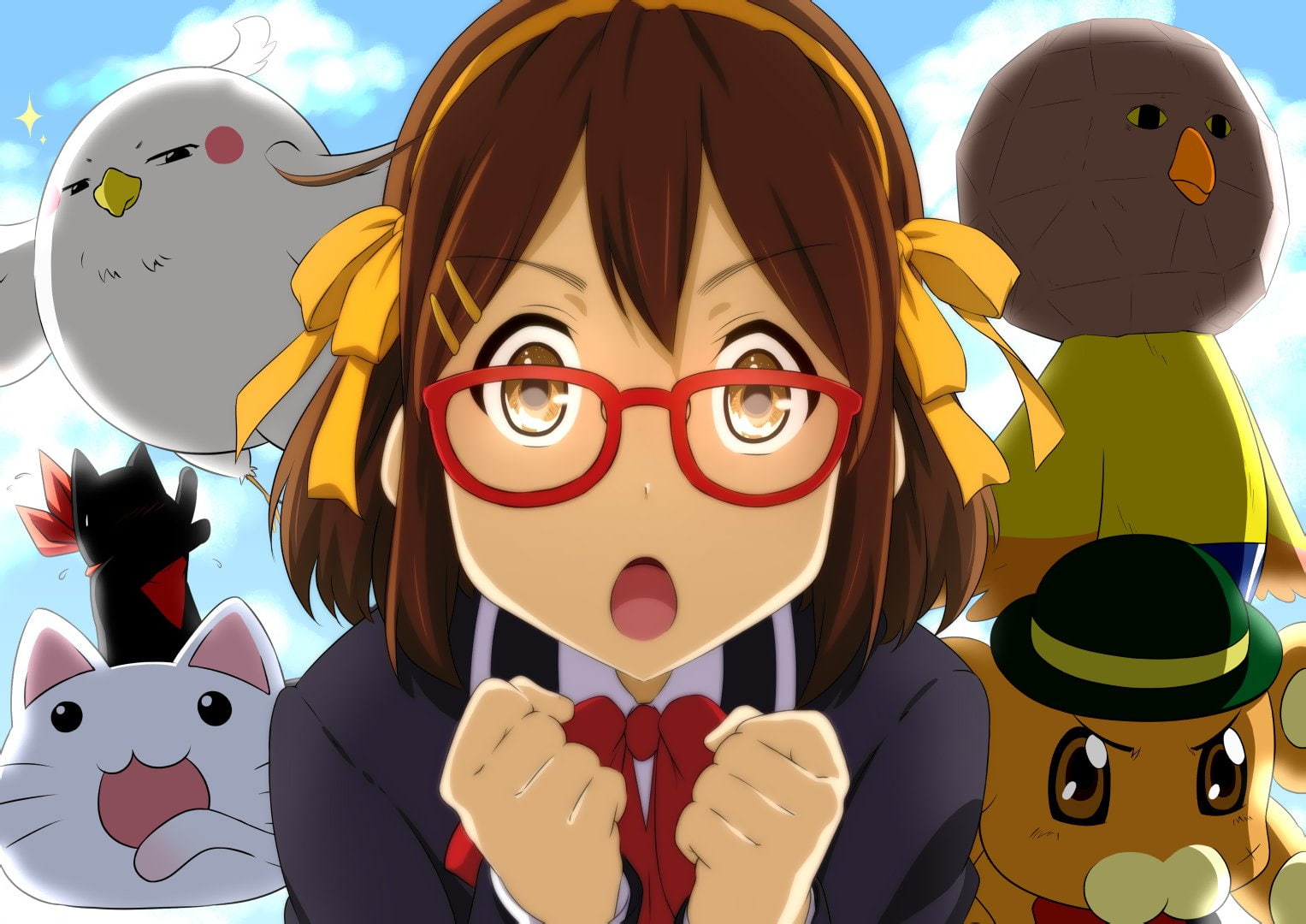 demo, tamako, star, k on, brown, bonta kun, nichijou, lucky, hirasawa, seifuku, hyouka, chuunibyou, 720P, shi, koi, yui, glasses, shitai, close, cosplay, HD Wallpaper