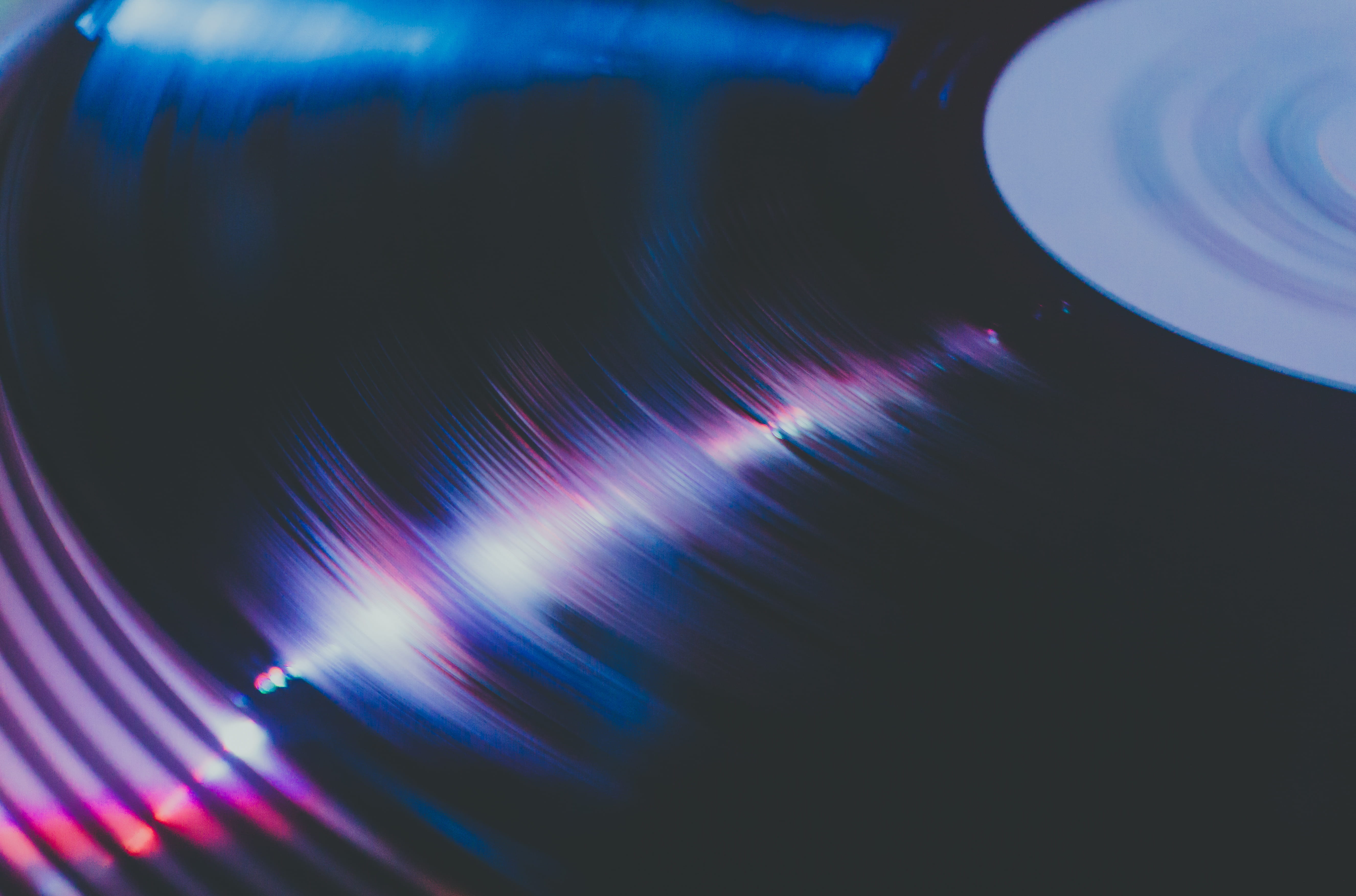 record, light, music, vinyl, dj, science, studio shot, le bazar, motion, no people, 5K, purple, illuminated, neon, pattern, retro, photography, close-up, HD Wallpaper