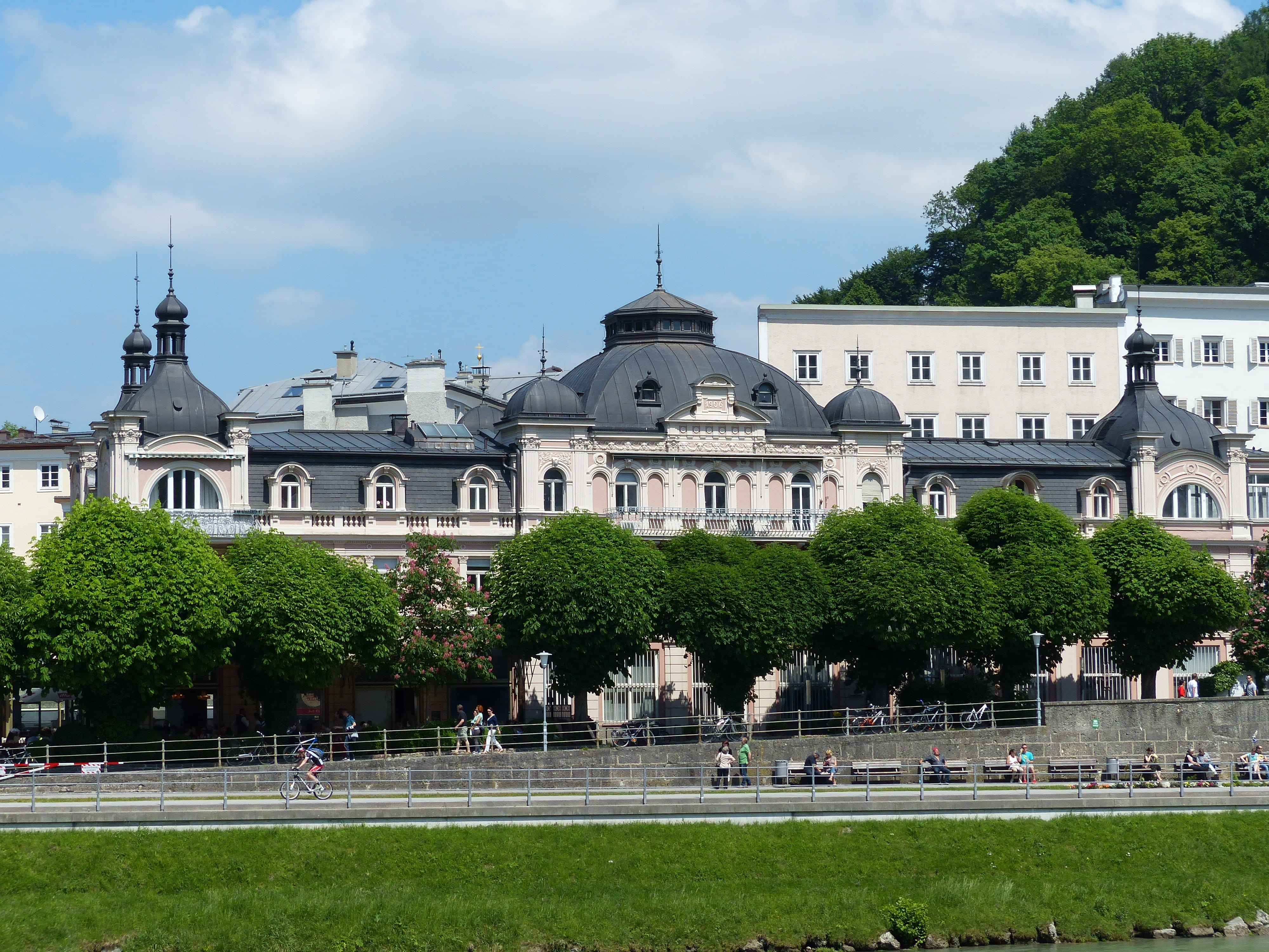 valentin ceconi, castle, black street, Salzburg, salzach, traditional cafes, Traditional, outdoors, cafe, 4K, the past, Café, spire, jakob ceconi, grass, HD Wallpaper