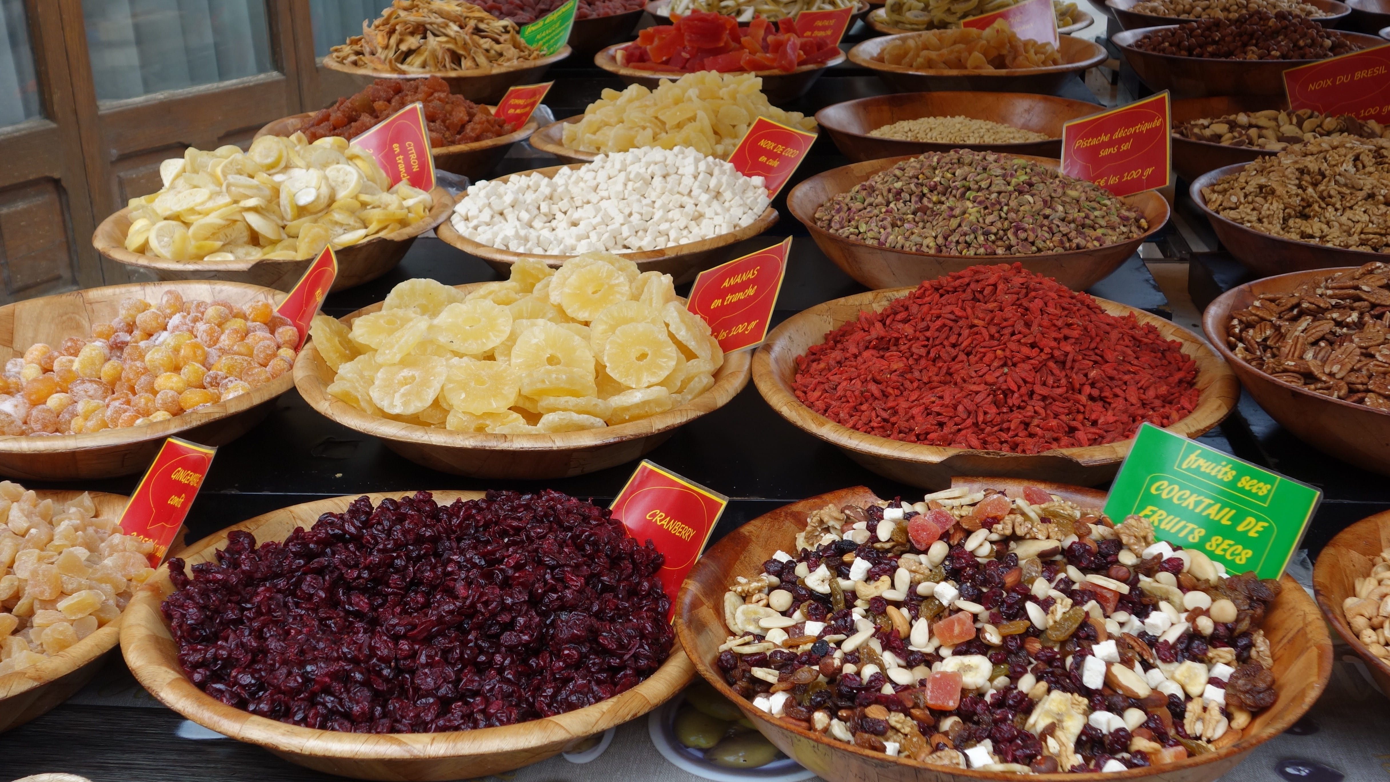 variation, abundance, merchants, Market, high angle view, snack, business, retail, cinnamon, choice, spice, Colorful, container, retail display, Spices, HD Wallpaper