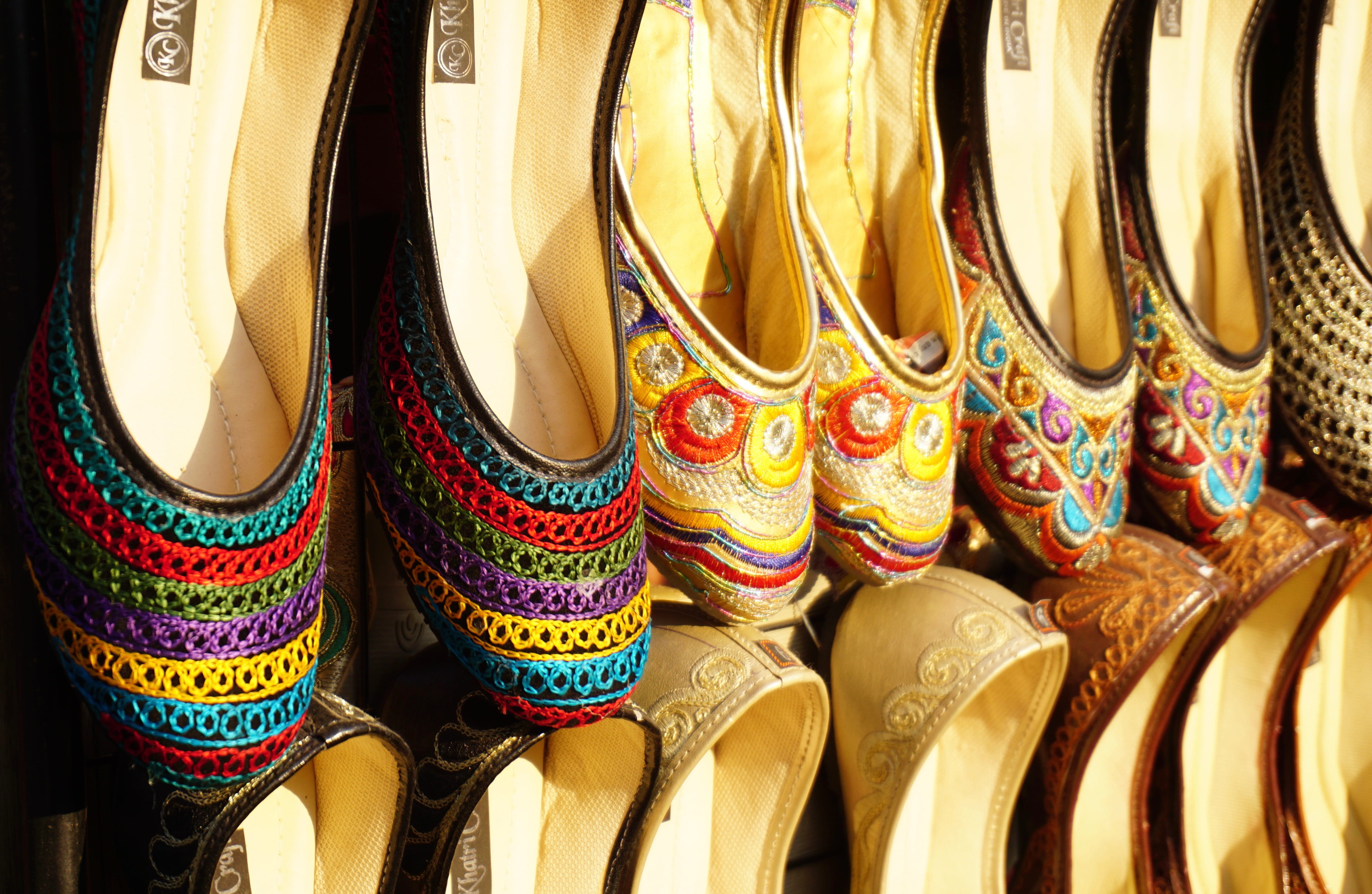 colourful, choice, no people, footwear, side by side, retail, pair, retail display, still life, decorated, colorful, stock, indoors, large group of objects, HD Wallpaper